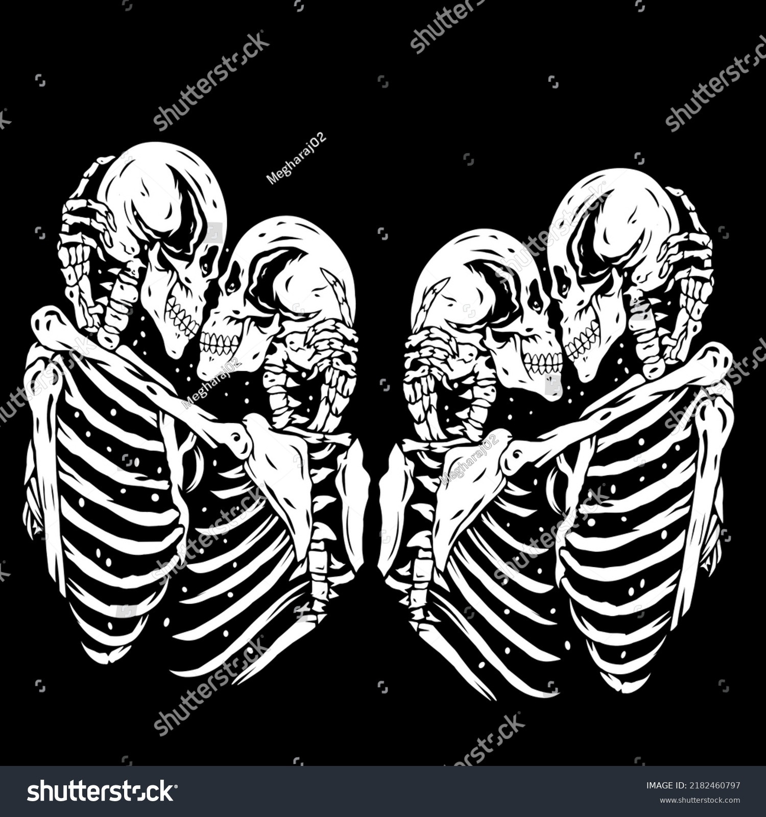 Skeleton Love Vector Human Skull Lovers Stock Vector (Royalty Free ...