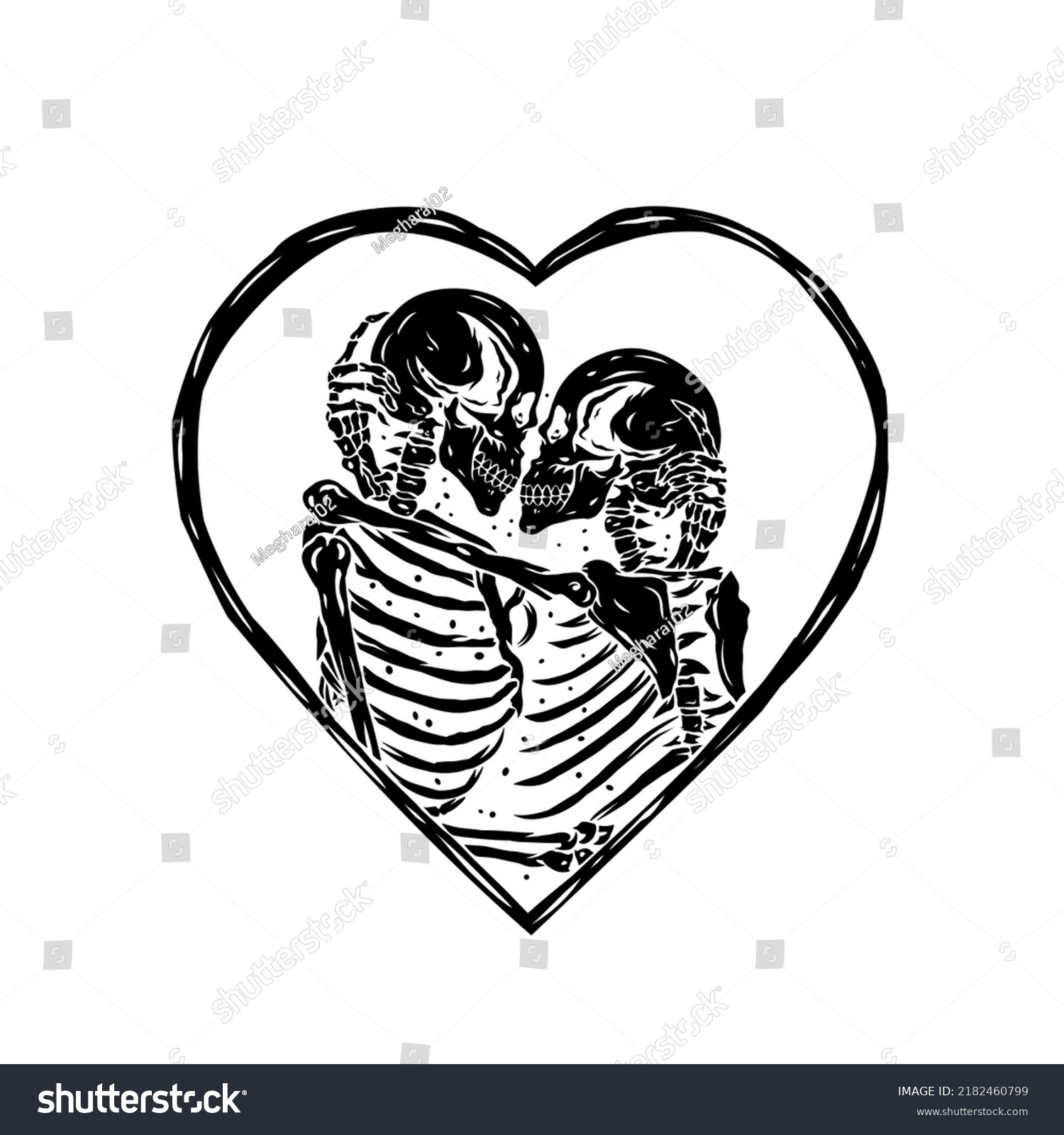 Skeleton Love Heart Human Skull Lovers Stock Vector (Royalty Free ...