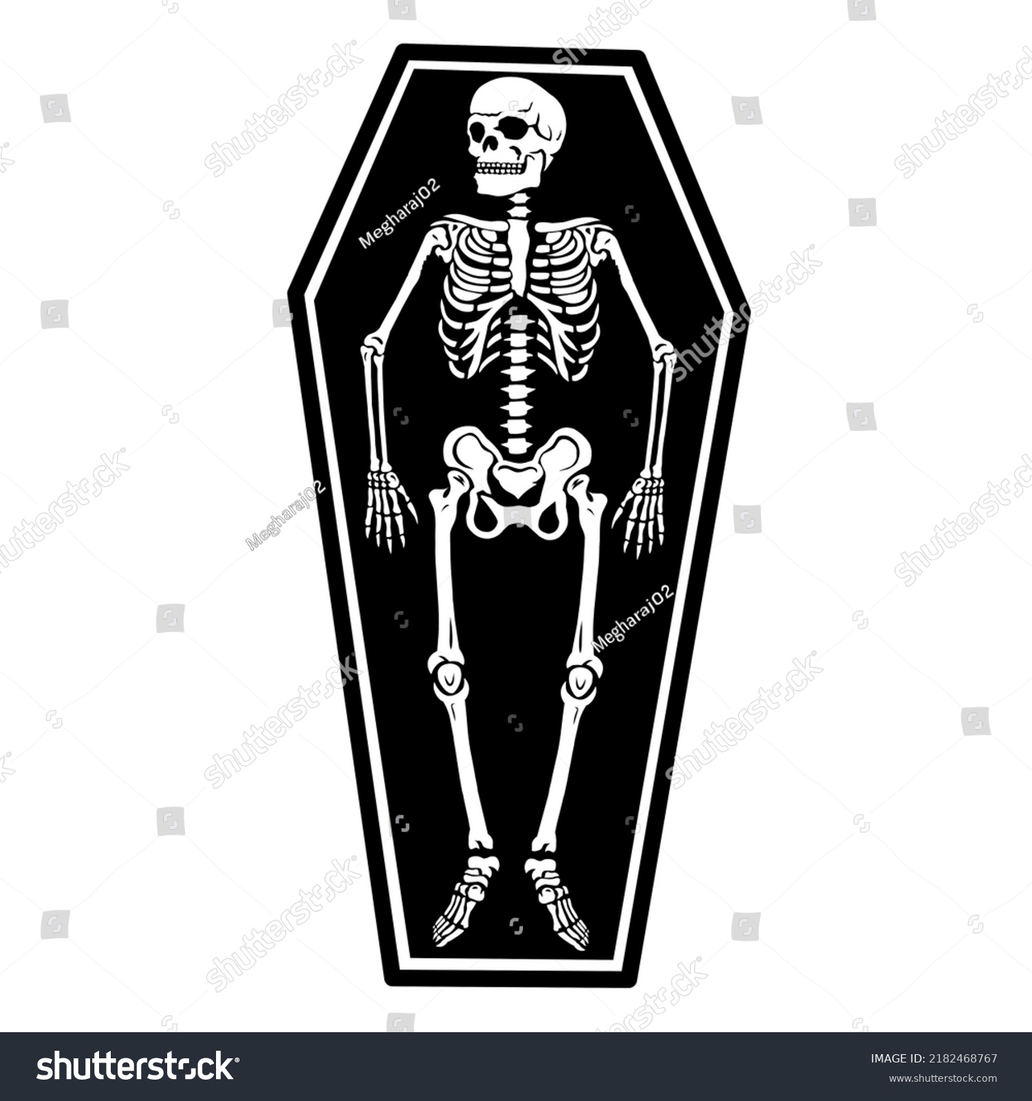 Resting Skeleton Coffin Dead Skeleton Stock Vector (Royalty Free ...