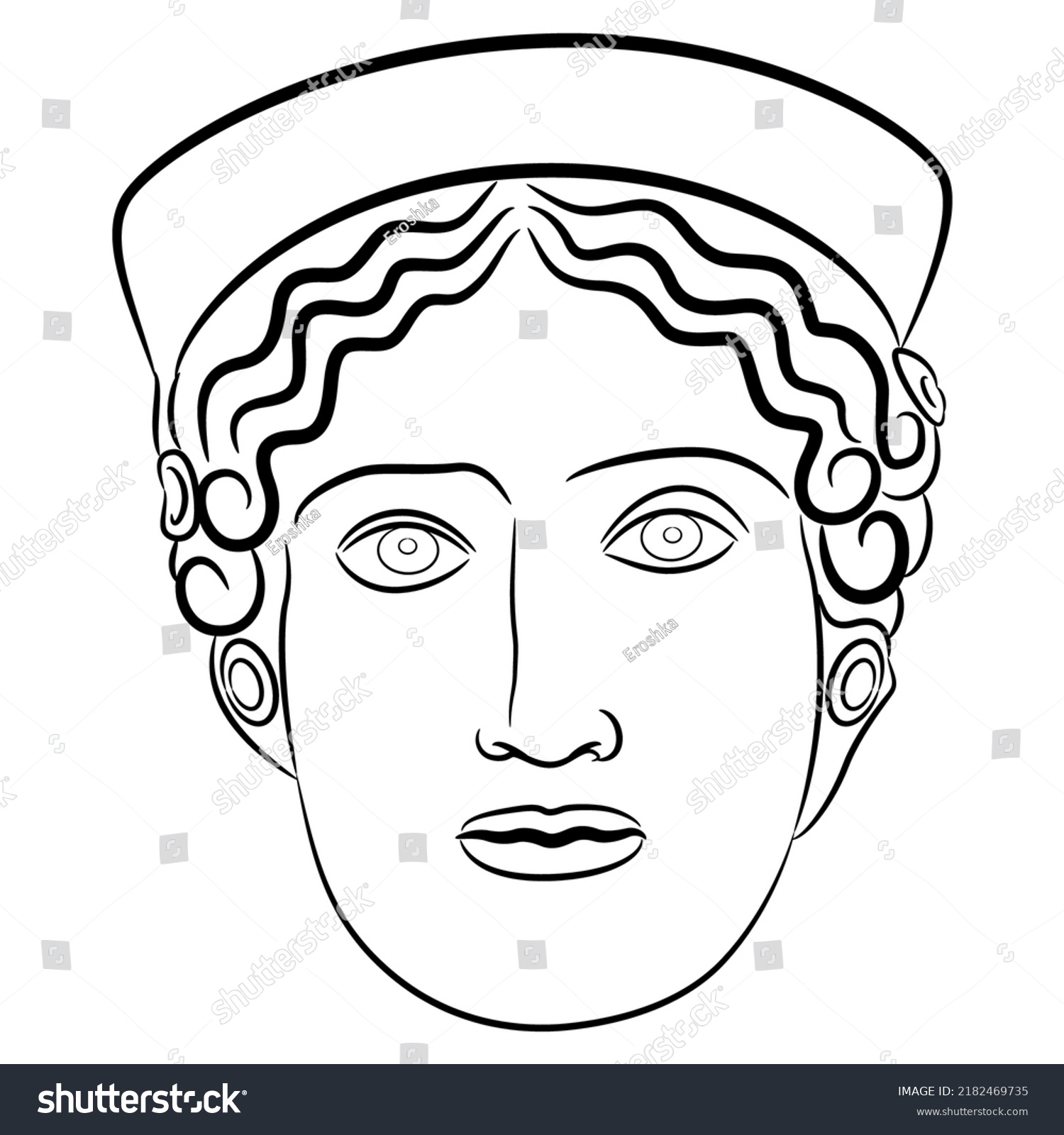 Head Ancient Greek Roman Goddess Woman Stock Vector (Royalty Free ...