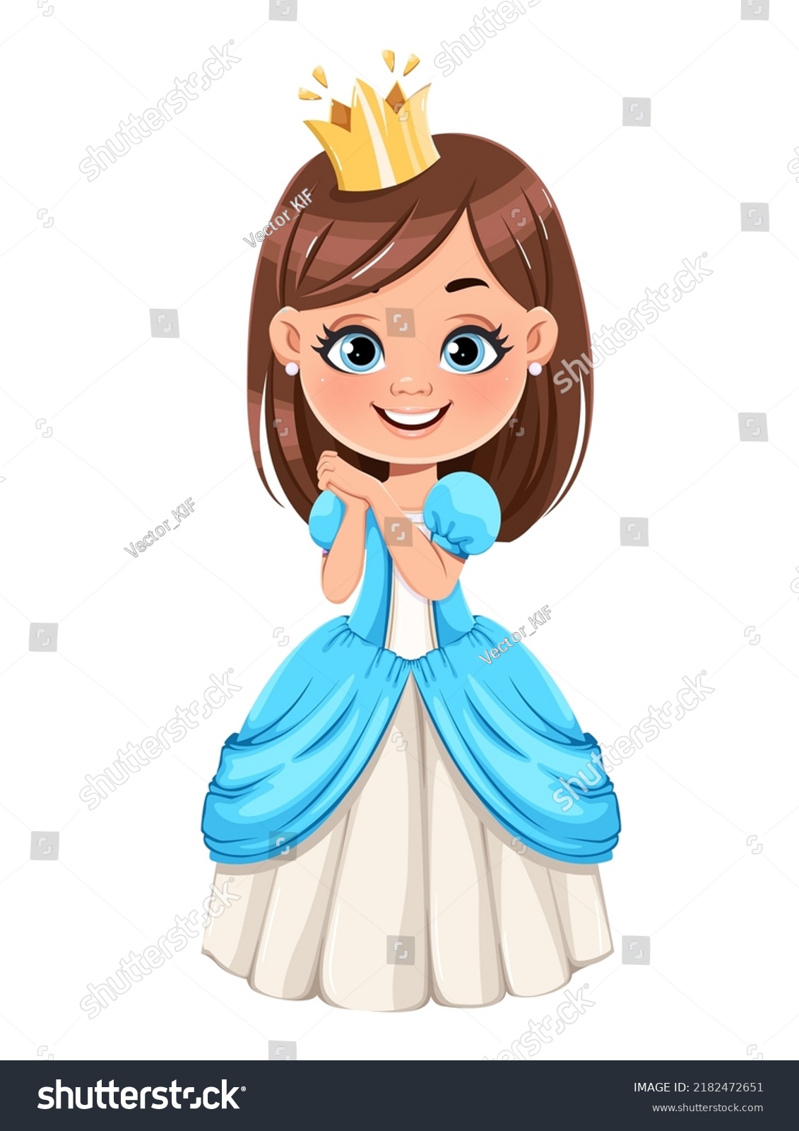 Cute Little Princess Beautiful Dress Cheerful Stock Vector (Royalty ...