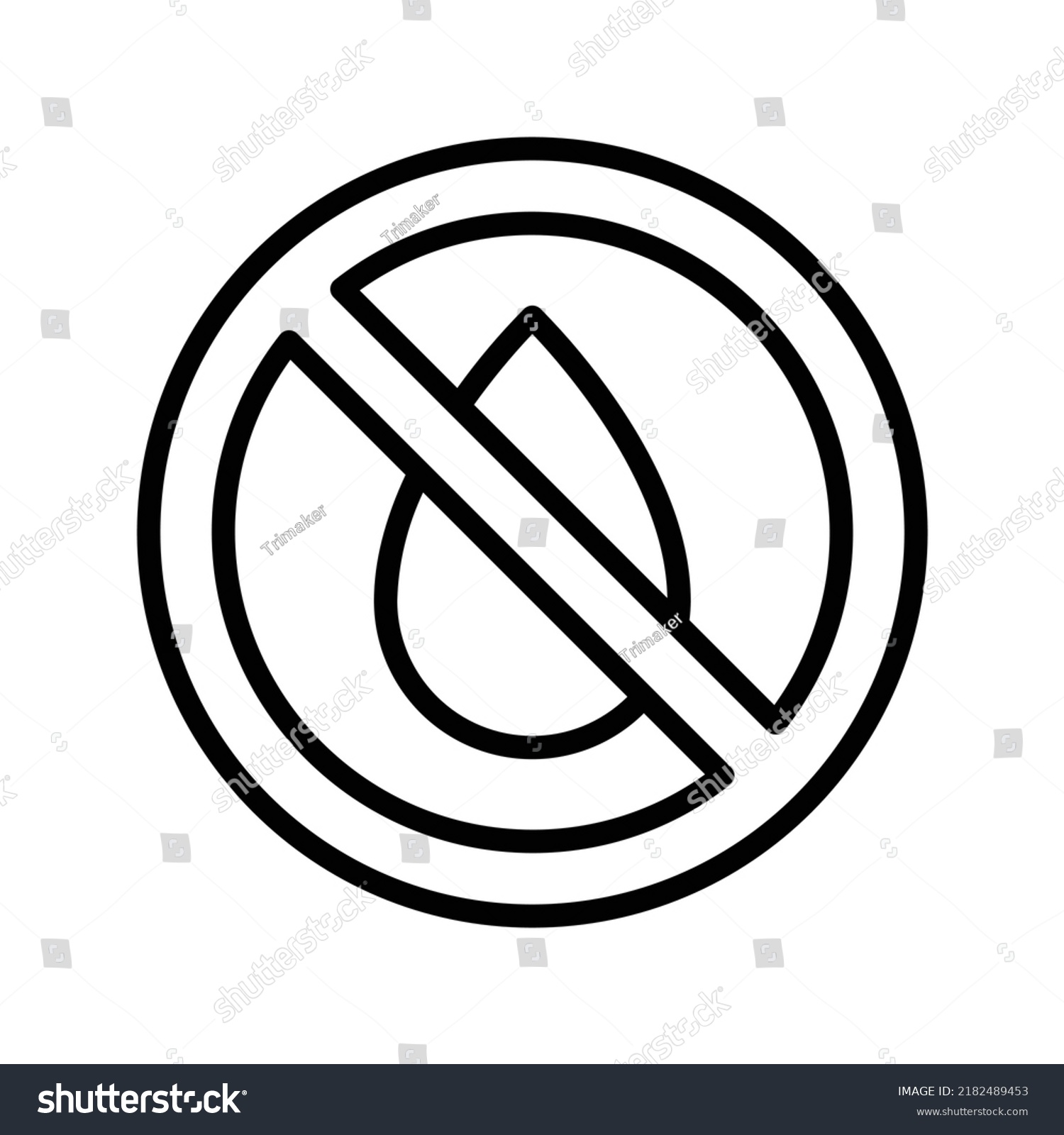 No Water Icon Line Art Style Stock Vector Royalty Free 2182489453