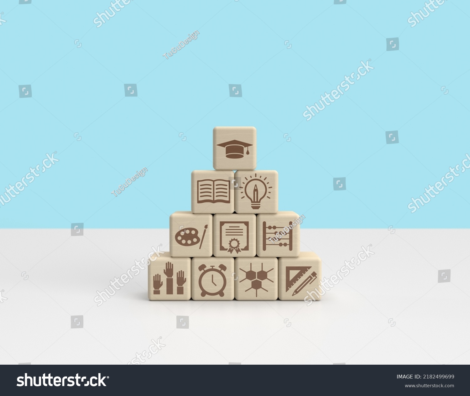 Education Concept Wooden Blocks Stock Illustration 2182499699 