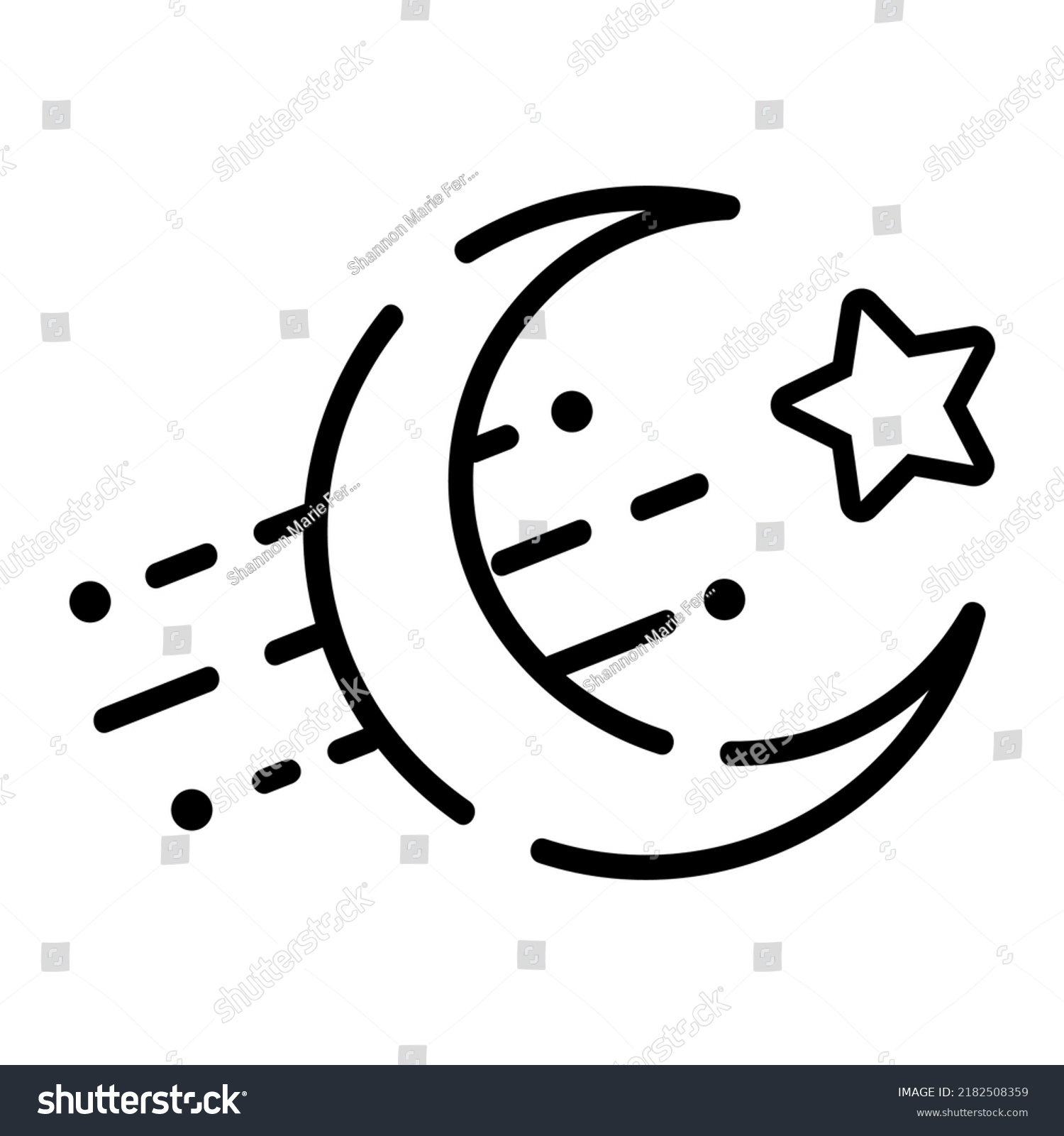 Crescent Moon Shooting Star Shape Flat Stock Vector Royalty Free