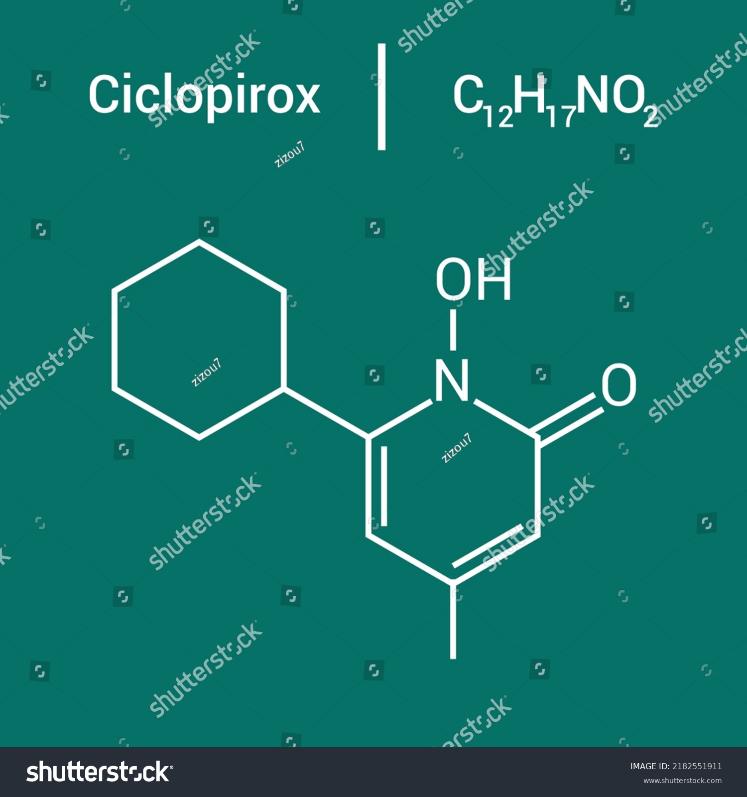 Chemical Structure Ciclopirox C12h17no2 Stock Vector (Royalty Free ...