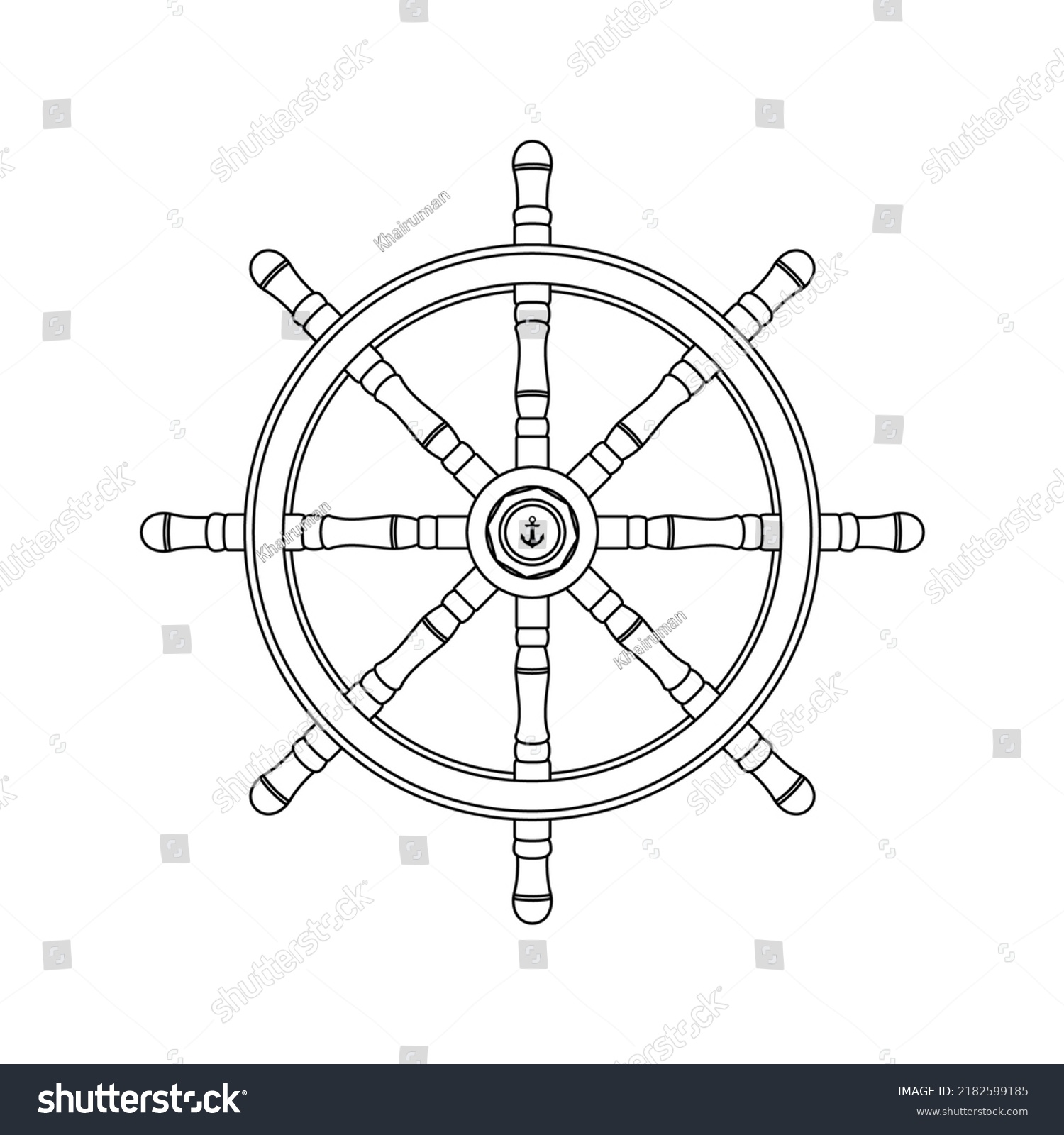 Ship Steering Wheel Outline Icon Illustration Stock Vector (Royalty ...