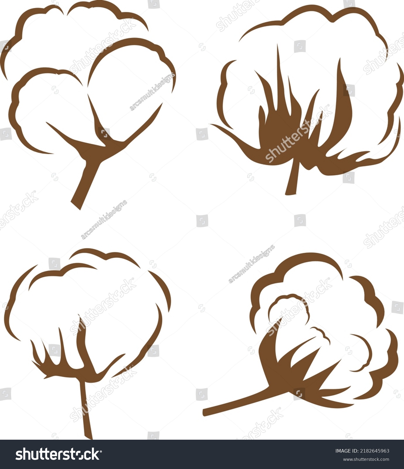 Cotton Silhouette Vector Designs Cotton Vectors Stock Vector (Royalty ...