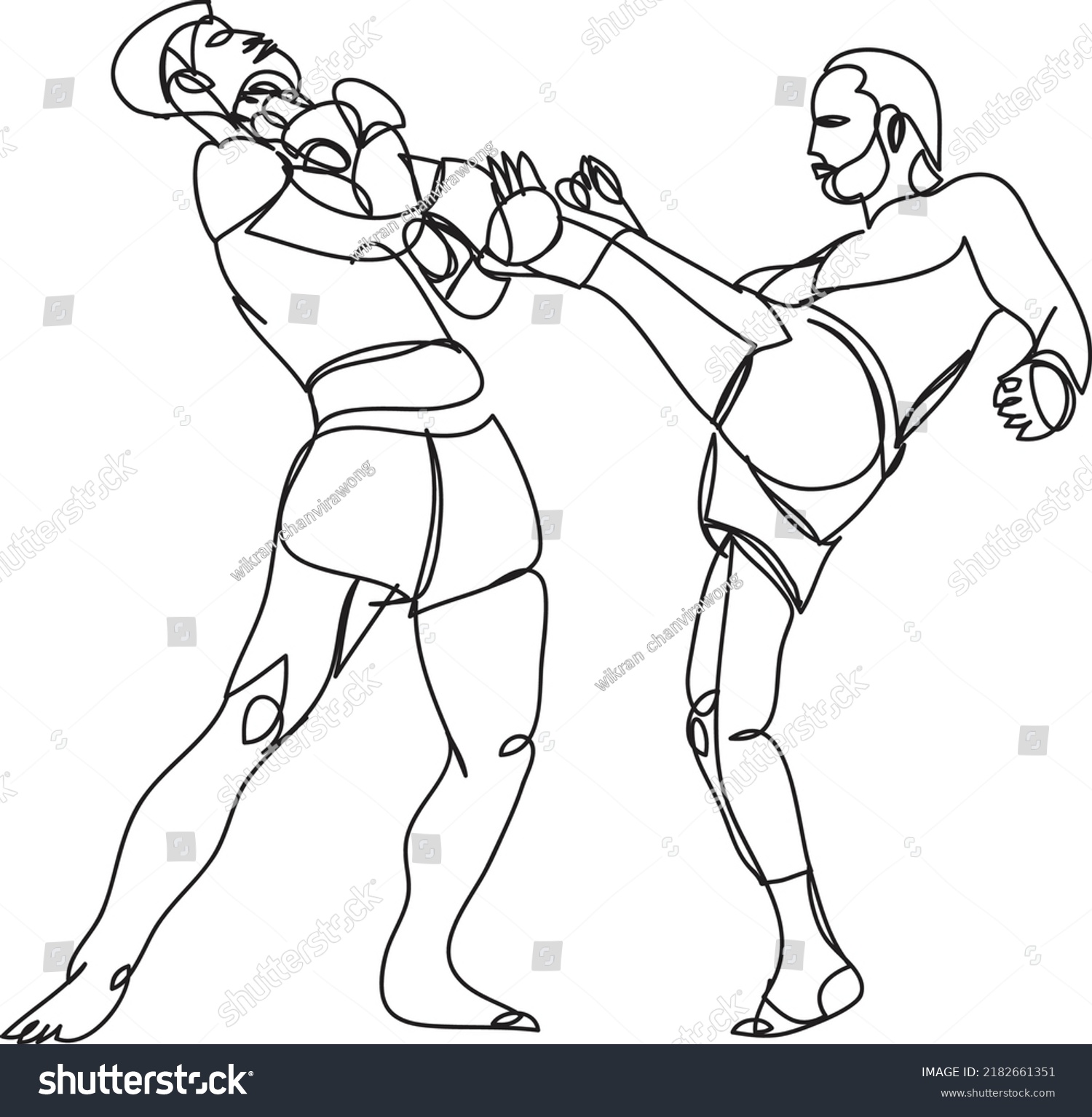 Muaythai Line Drawing Vector Illustration Stock Vector Royalty Free 2182661351 Shutterstock 8150