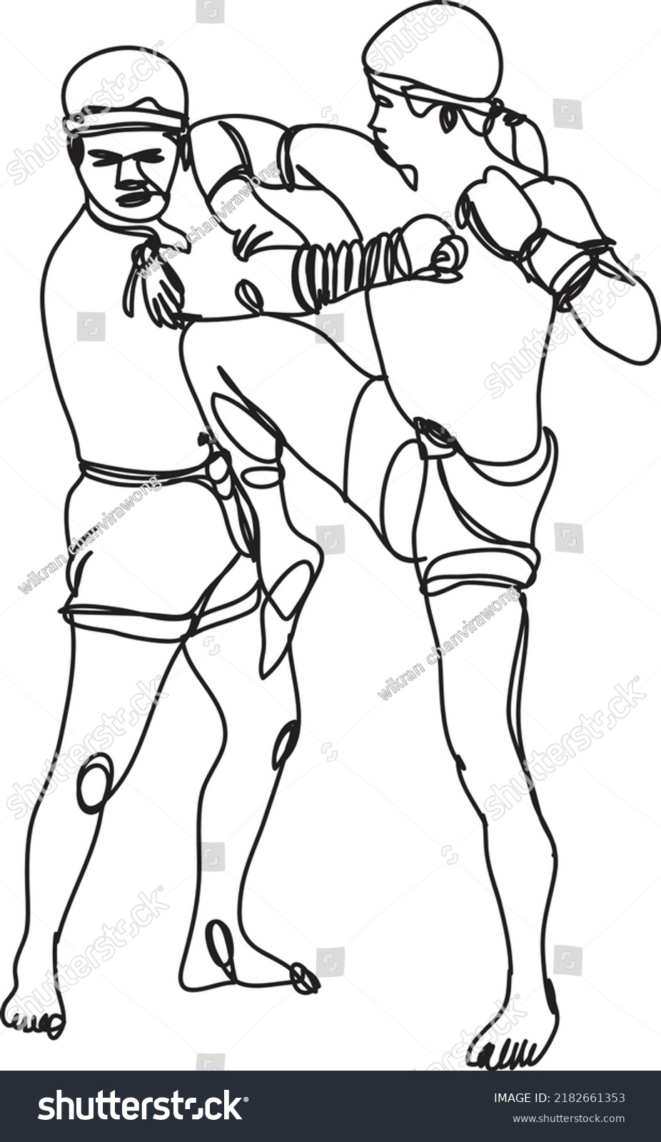 Muaythai Line Drawing Vector Illustration Stock Vector (Royalty Free ...