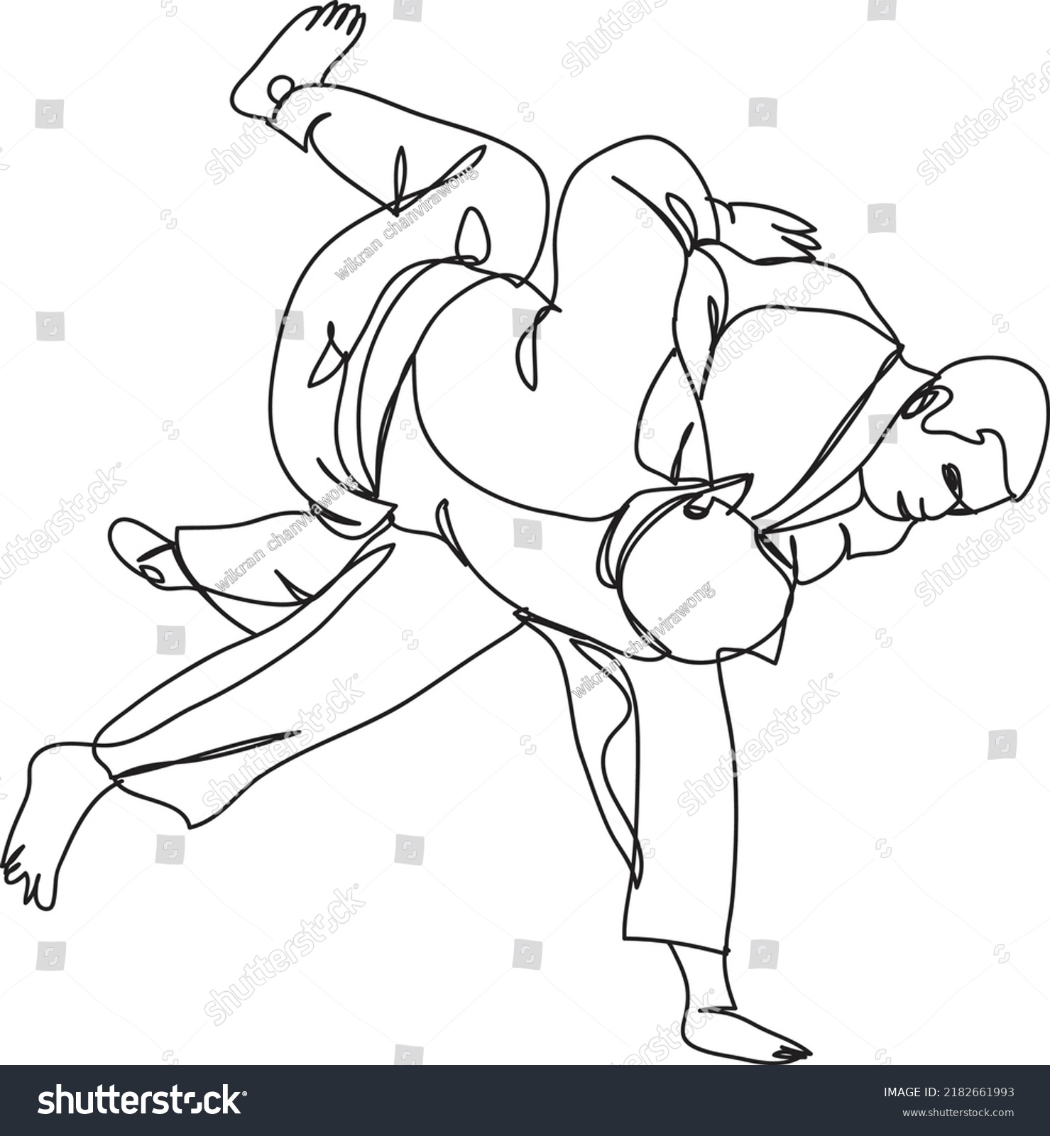 Judo Line Drawing Vector Illustration Stock Vector (Royalty Free ...