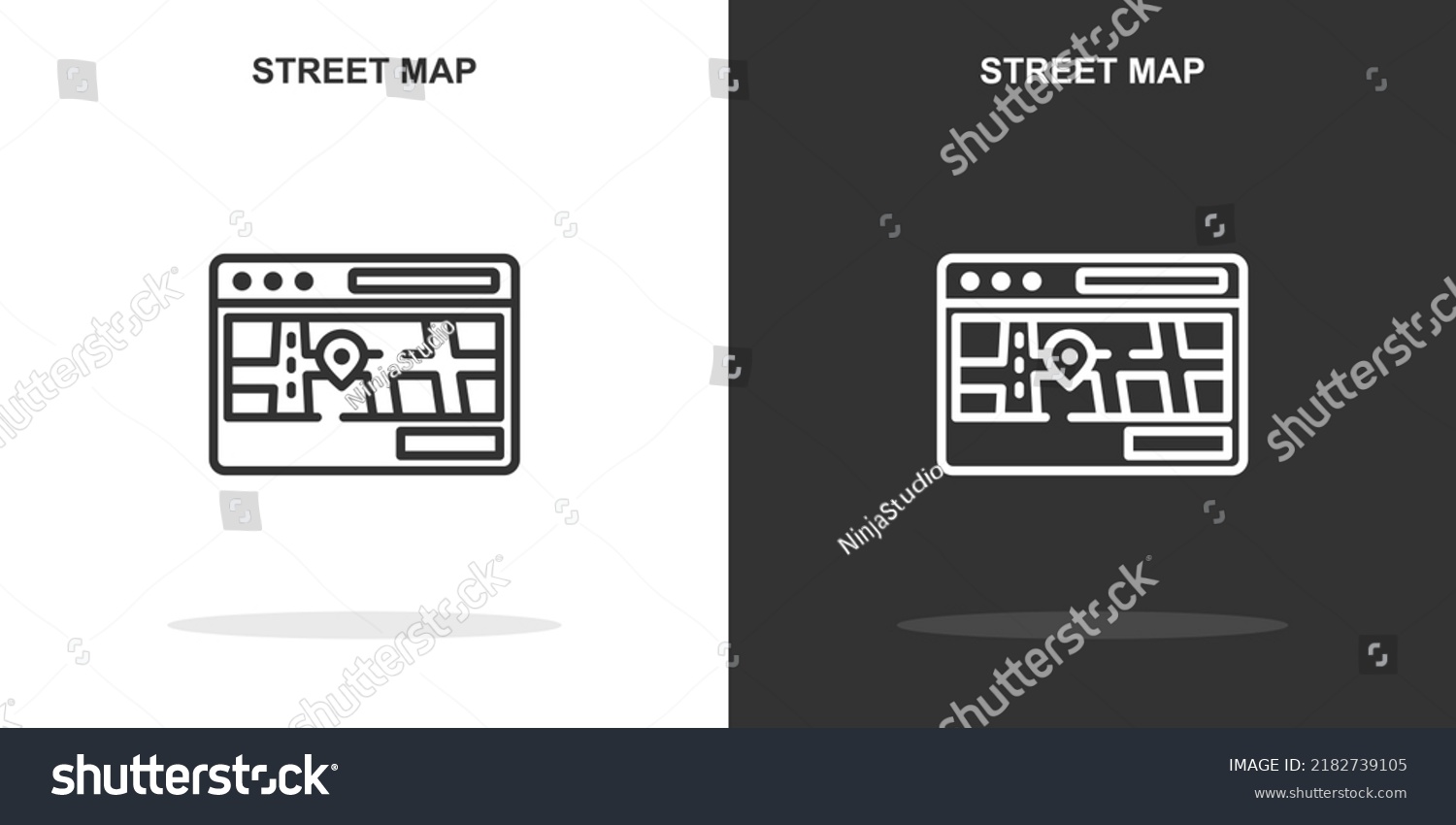 Street Map Line Icon Simple Outline Stock Vector (Royalty Free