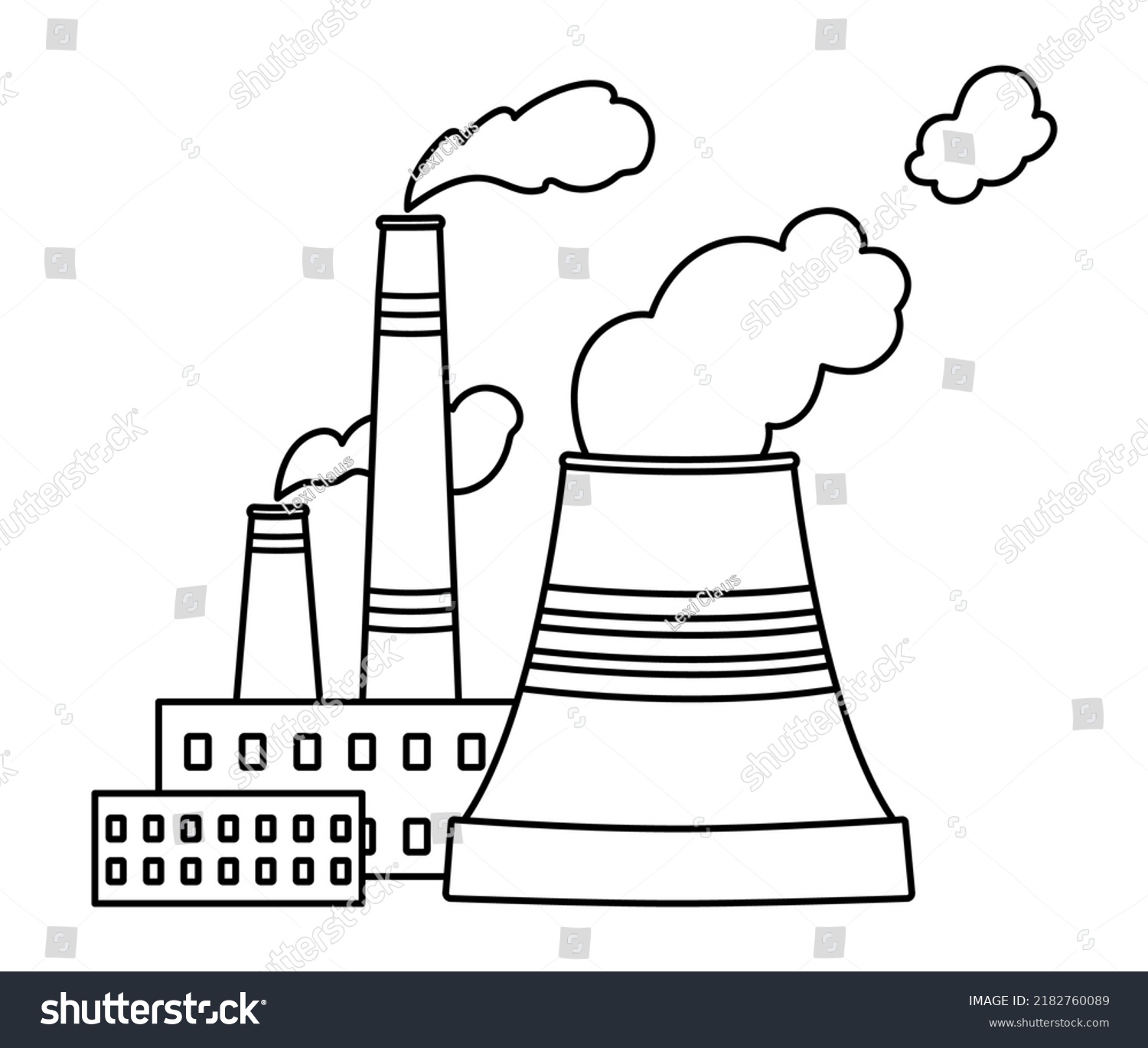 Vector Black White Thermal Power Station Stock Vector (Royalty Free ...