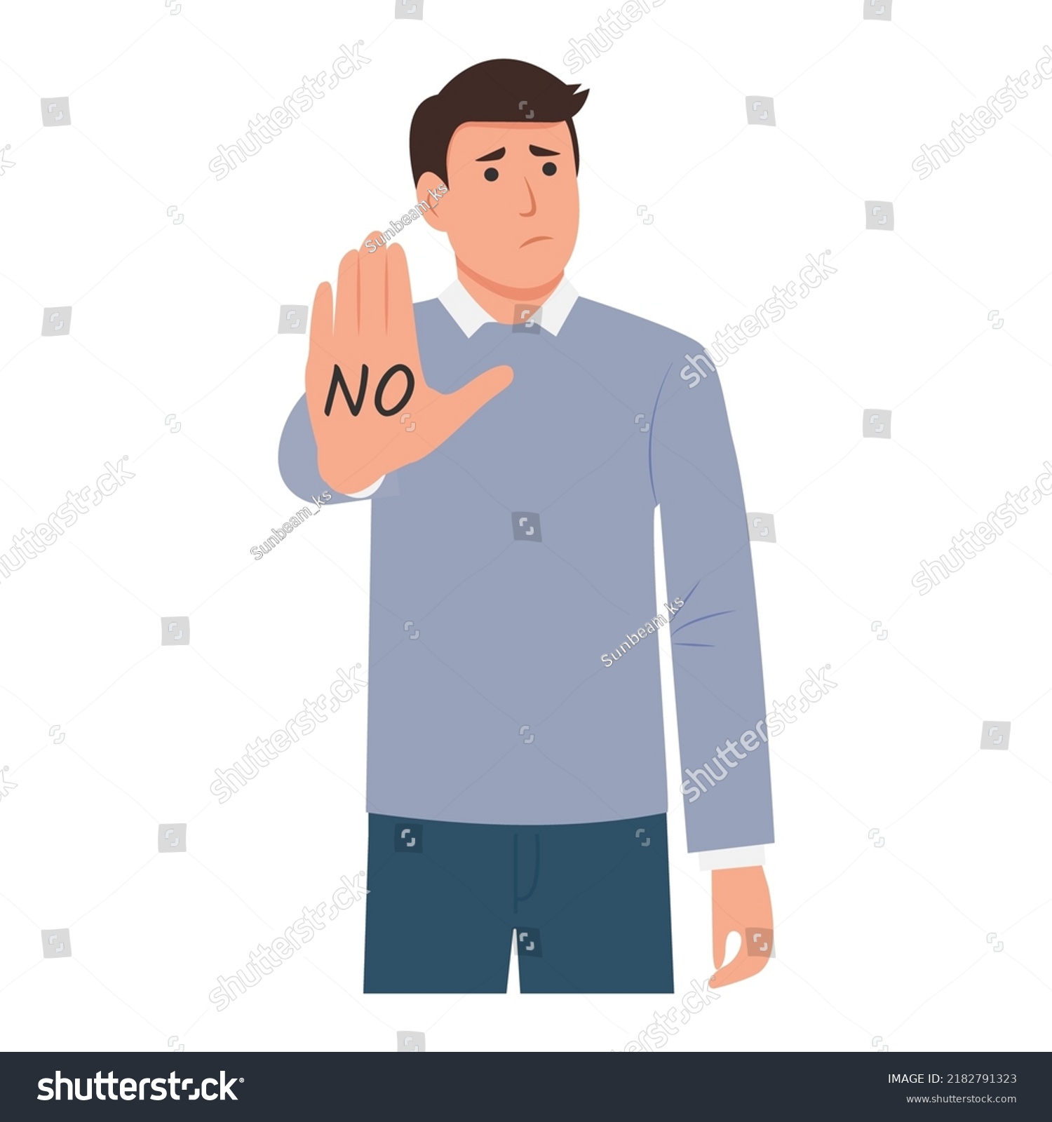 Man Saying No Rejecting Hand Gesture Stock Vector (Royalty Free ...