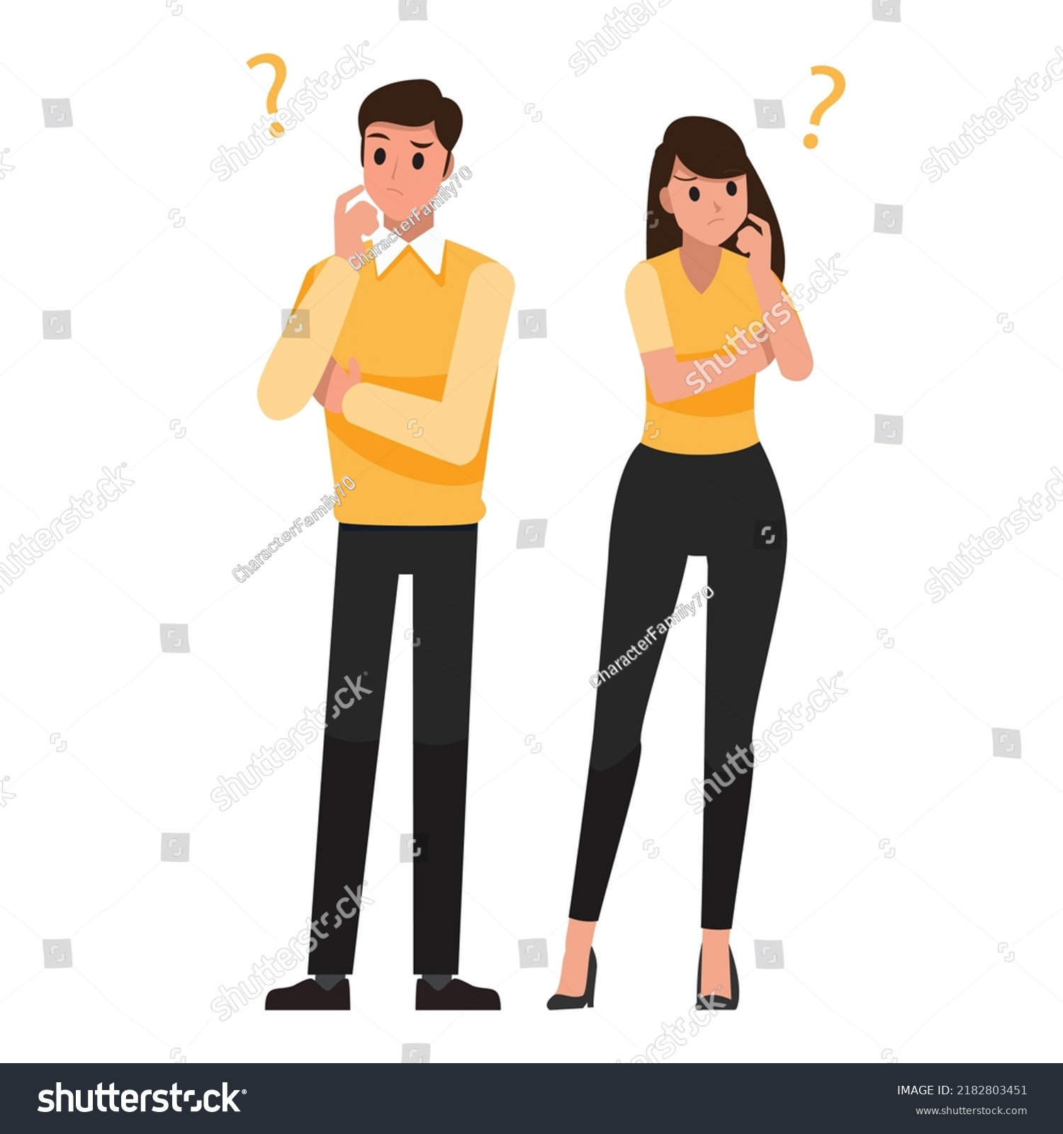 Man Woman Thinkingconcept Cartoon Illustration Stock Vector Royalty