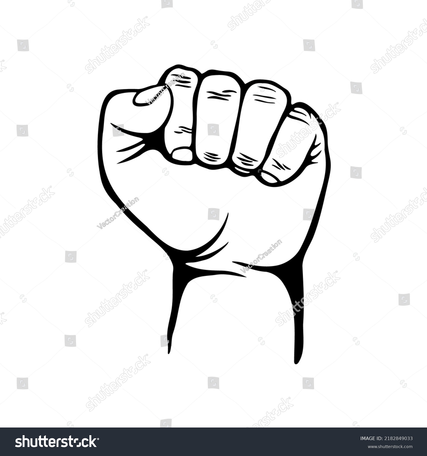 Hands Clenched Power Strength Raised Fist Stock Vector (Royalty Free ...