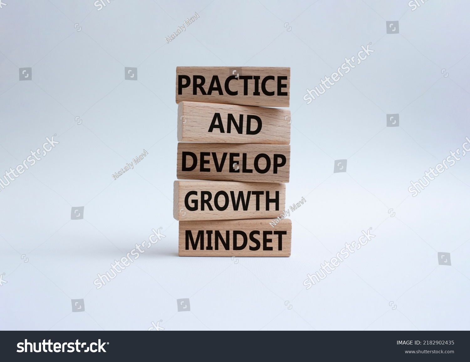 Practice Develop Growth Mindset Symbol Wooden Stock Photo 2182902435 ...