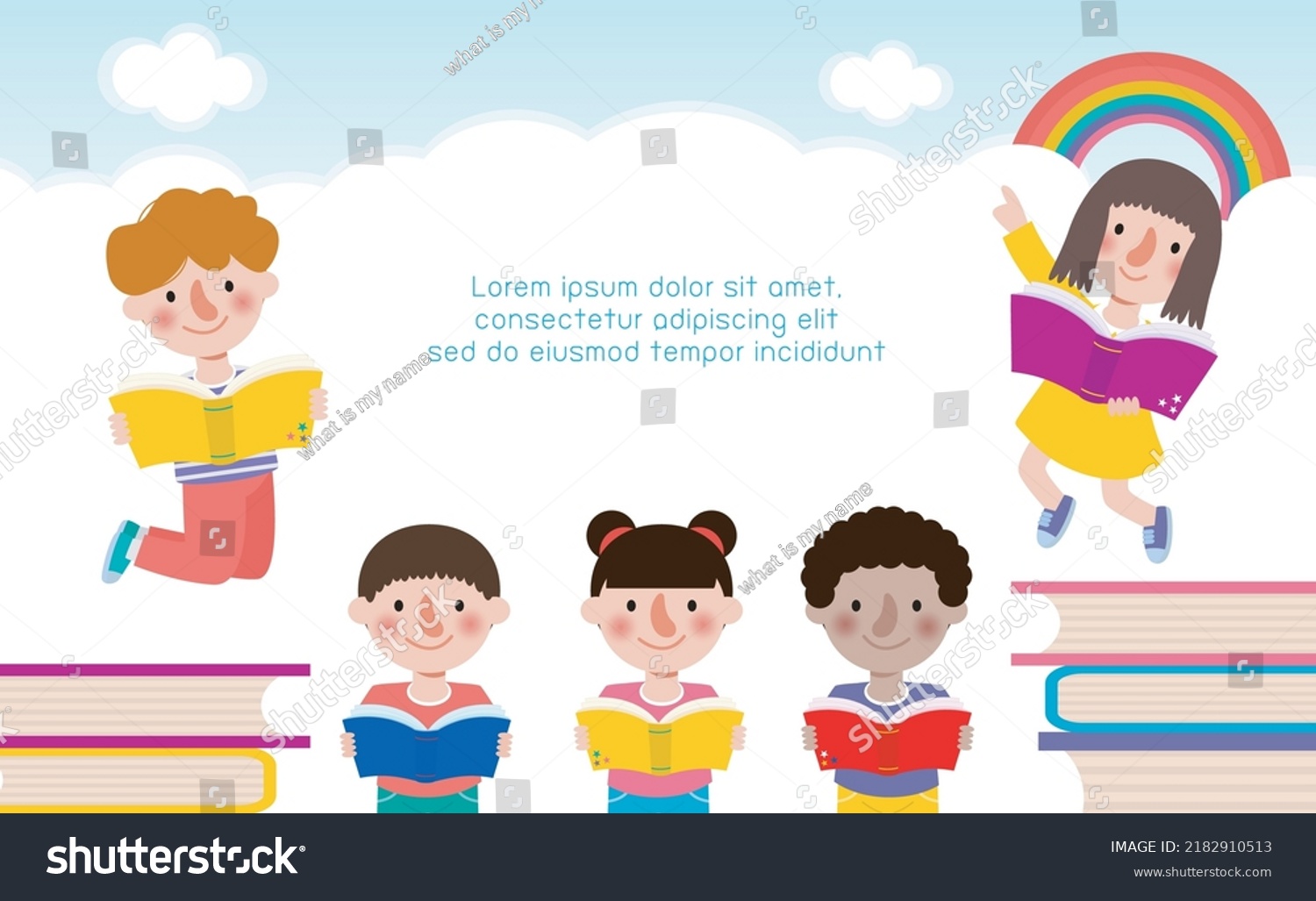 Back School School Kids Reading Book Stock Vector (Royalty Free ...