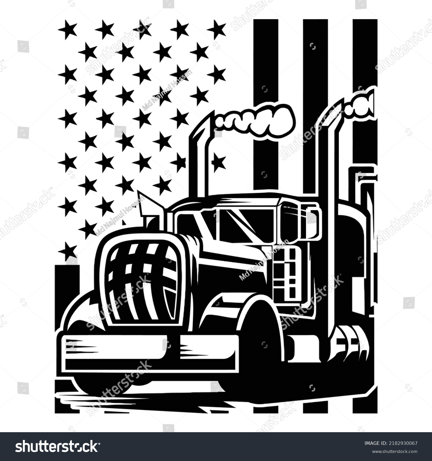 Semi Truck Smokestacks American Flag Stock Vector (Royalty Free ...