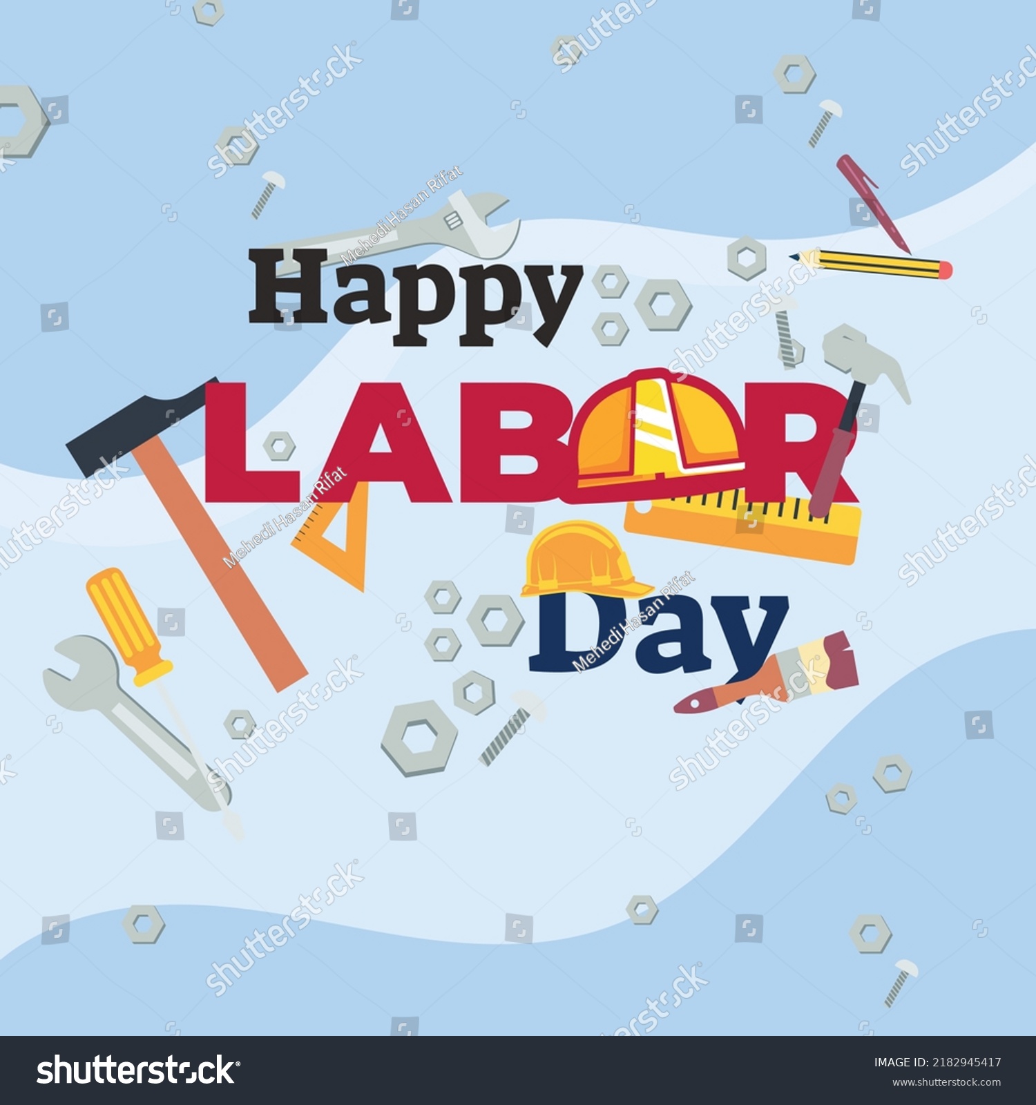 Happy Labor Day Banner Vector Illustration Stock Vector (Royalty Free