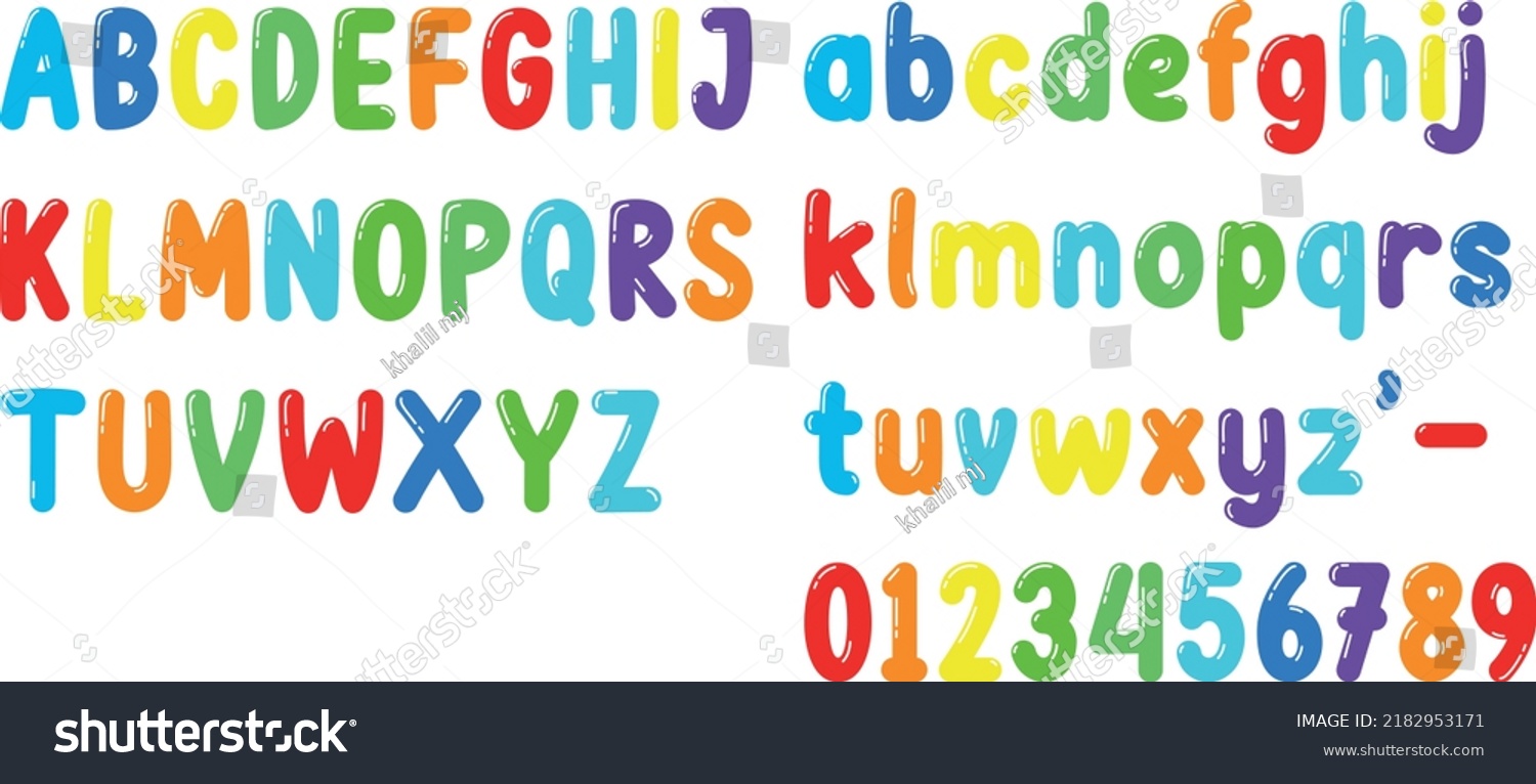 Hand Drawn Colorful Alphabet Numbers Vector Stock Vector (Royalty Free ...