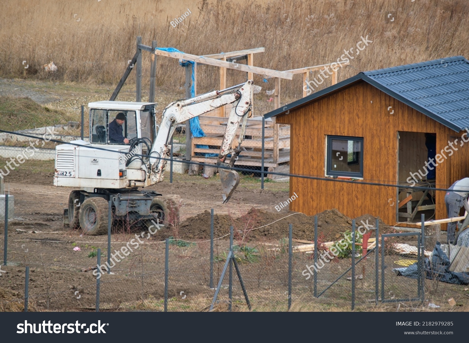 Earth Moving Tractor Preparing Place Future Stock Photo 2182979285 ...