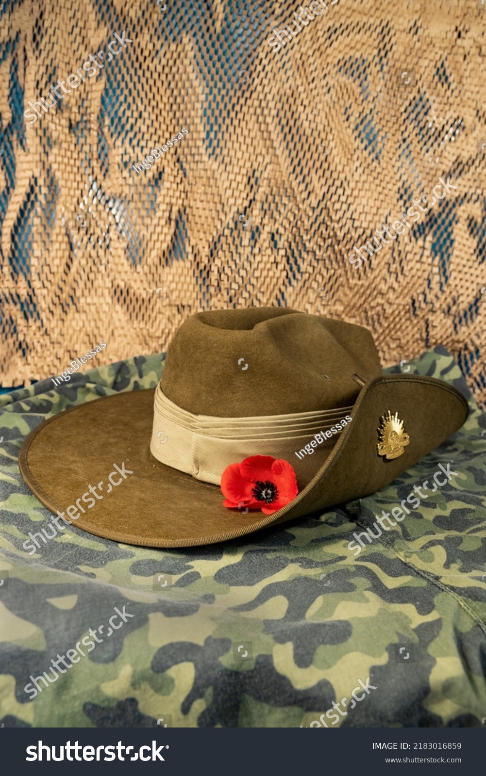 Australian Army Slouch Hat Diggers Hat Stock Photo 2183016859