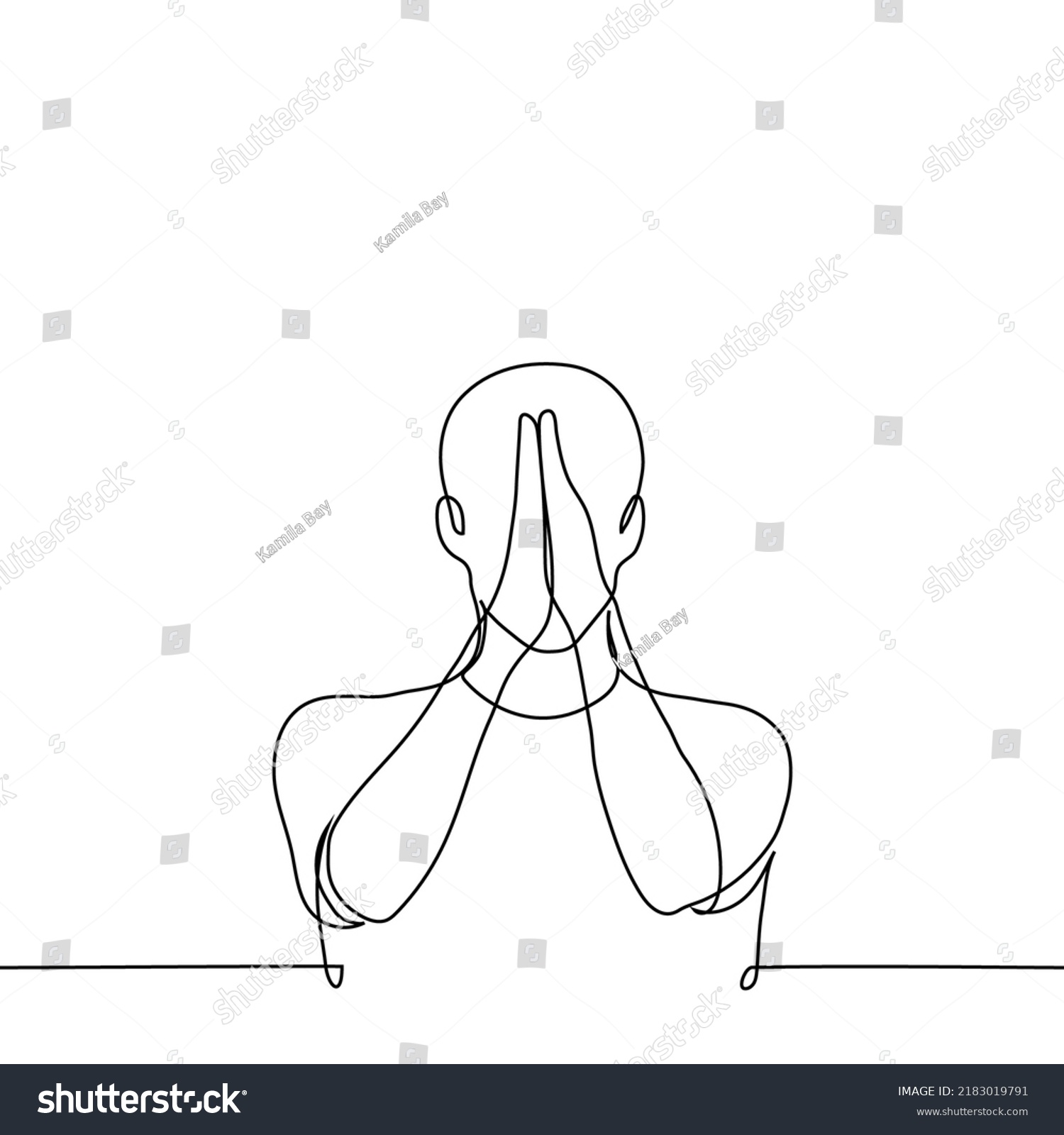 Man Stands His Hands Together Palms Stock Vector (Royalty Free ...