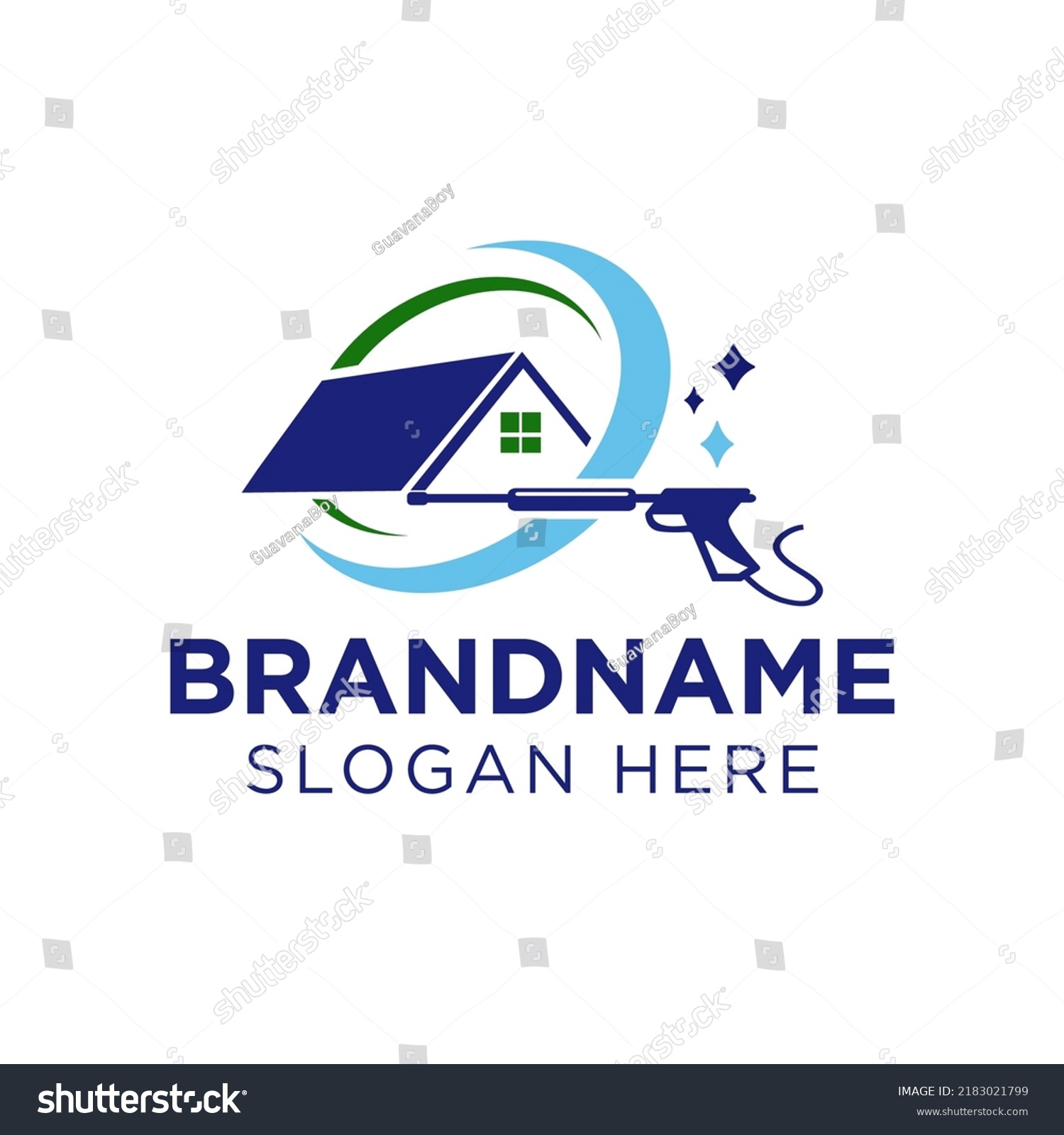 Professional Pressure Washing House Logo Design Stock Vector (Royalty ...