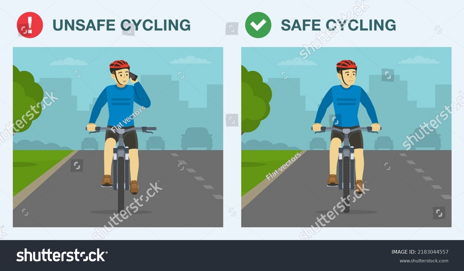 Safe Bicycle Riding Rules Tips Unsafe Stock Vector (Royalty Free ...