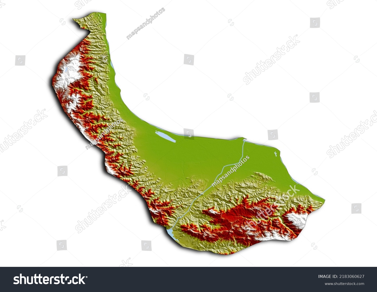 Stock Photo Gilan Province Iran Map Shaded Relief Map Of Gilan Province Iran D Render Physical Map 2183060627 