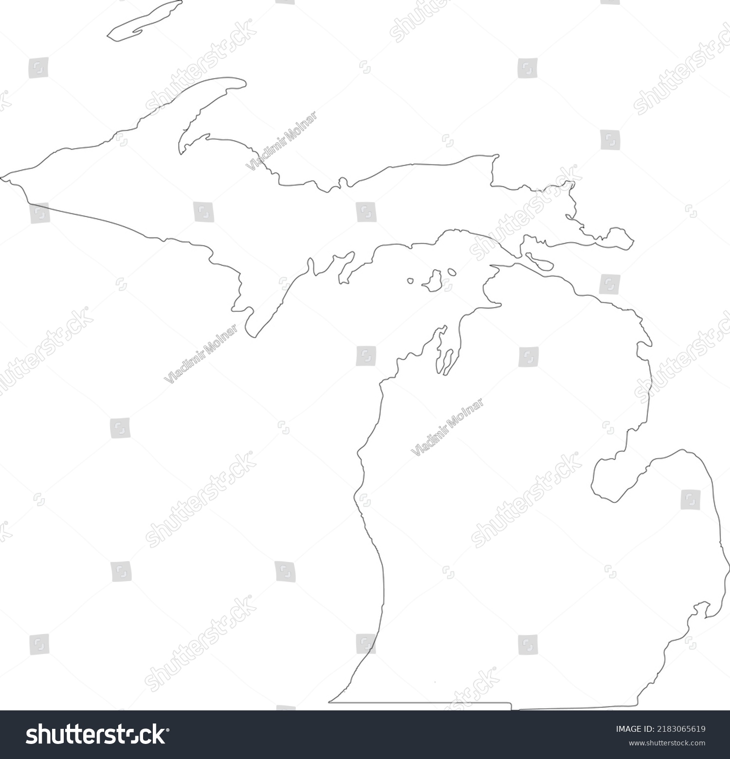 Vector Illustration Michigan Map Stock Vector (Royalty Free) 2183065619 ...