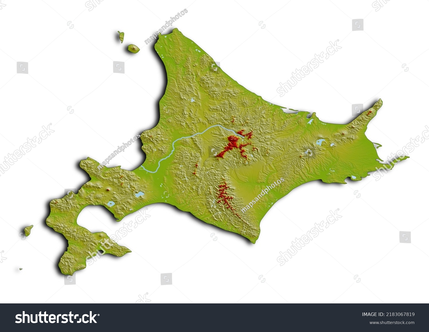 Hokkaido Japan Map Shaded Relief Map Stock Illustration 2183067819 Stock Photo Hokkaido Japan Map Shaded Relief Map Of Hokkaido Japan D Render Physical Map 2183067819