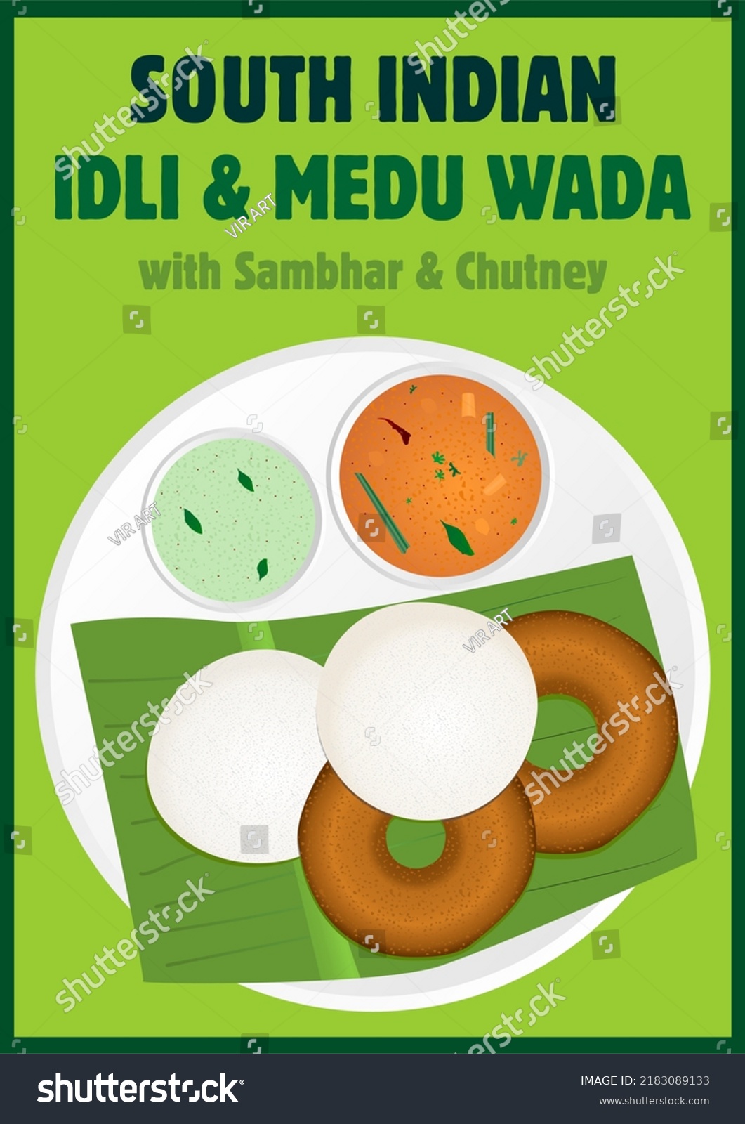 Steamed Idli Fried Medu Wada White Stock Vector (Royalty Free ...