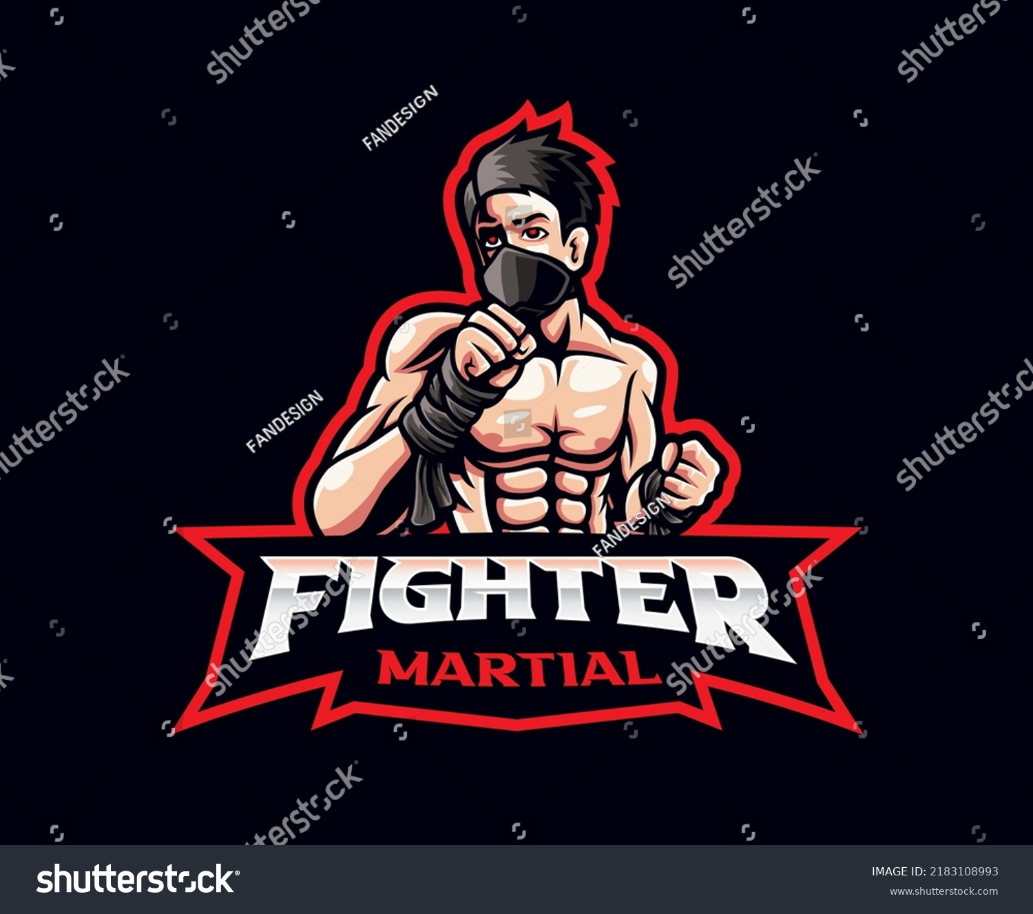 Fighter Mascot Logo Design Vector Illustration Stock Vector (Royalty ...