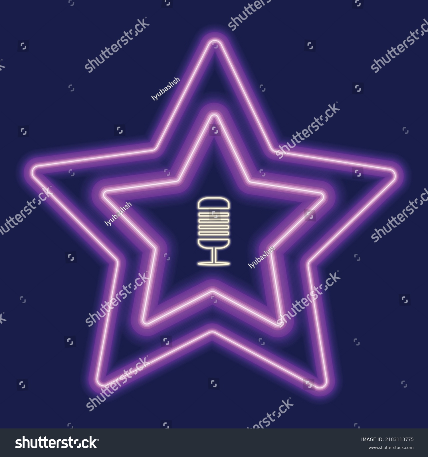 Star Vector Neon Microphone Light Banner Stock Vector (Royalty Free ...