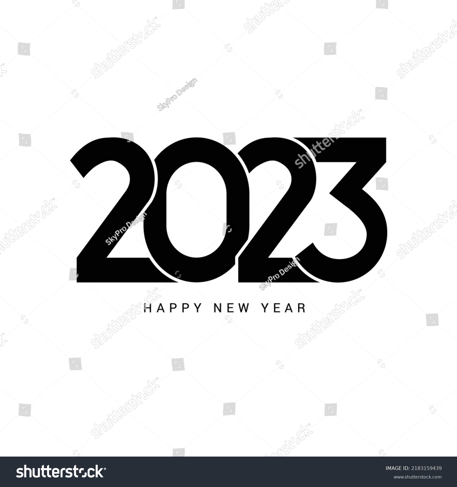 Happy New Year 2023 Logo Text Stock Vector (Royalty Free) 2183159439 ...