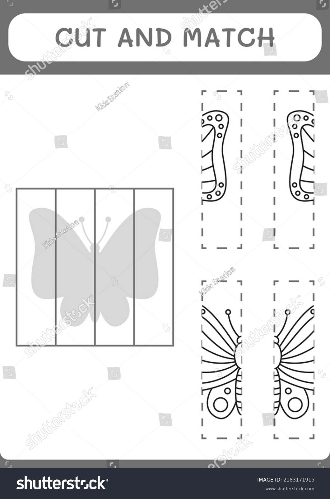 Cut Match Parts Butterfly Game Children Stock Vector (Royalty Free ...