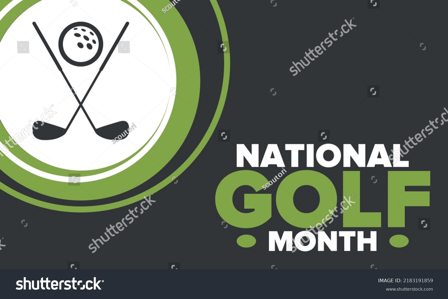 National Golf Month United States Celebrated Stock Vector (Royalty Free