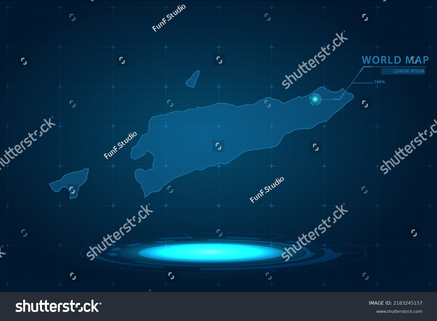 East Timor Map World Map International Stock Vector Royalty Free   Stock Vector East Timor Map World Map International Vector Template With Hologram In Perspective Style And Hud 2183245157 