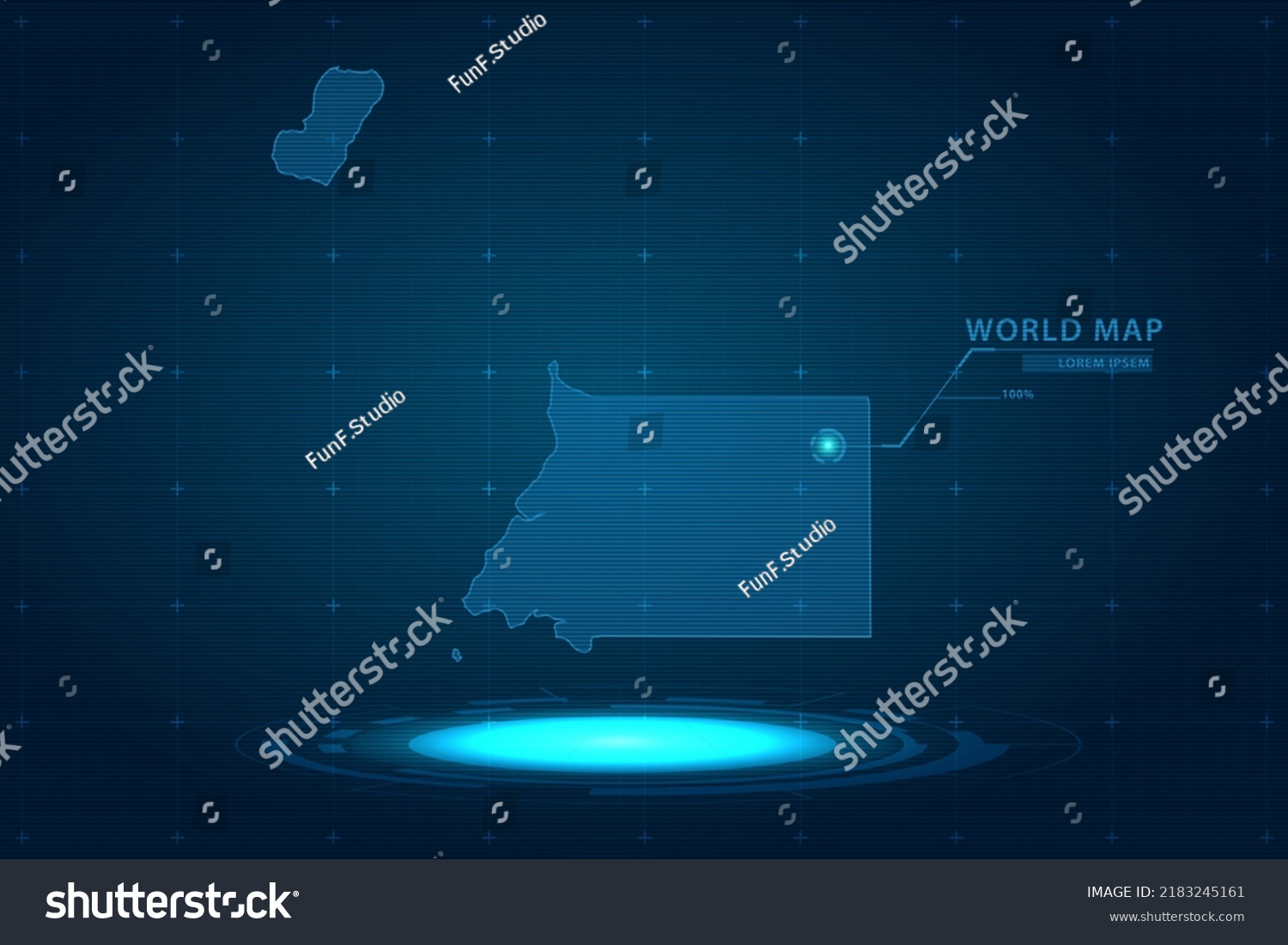 Equatorial Guinea Map World Map International Stock Vector Royalty   Stock Vector Equatorial Guinea Map World Map International Vector Template With Hologram In Perspective Style 2183245161 