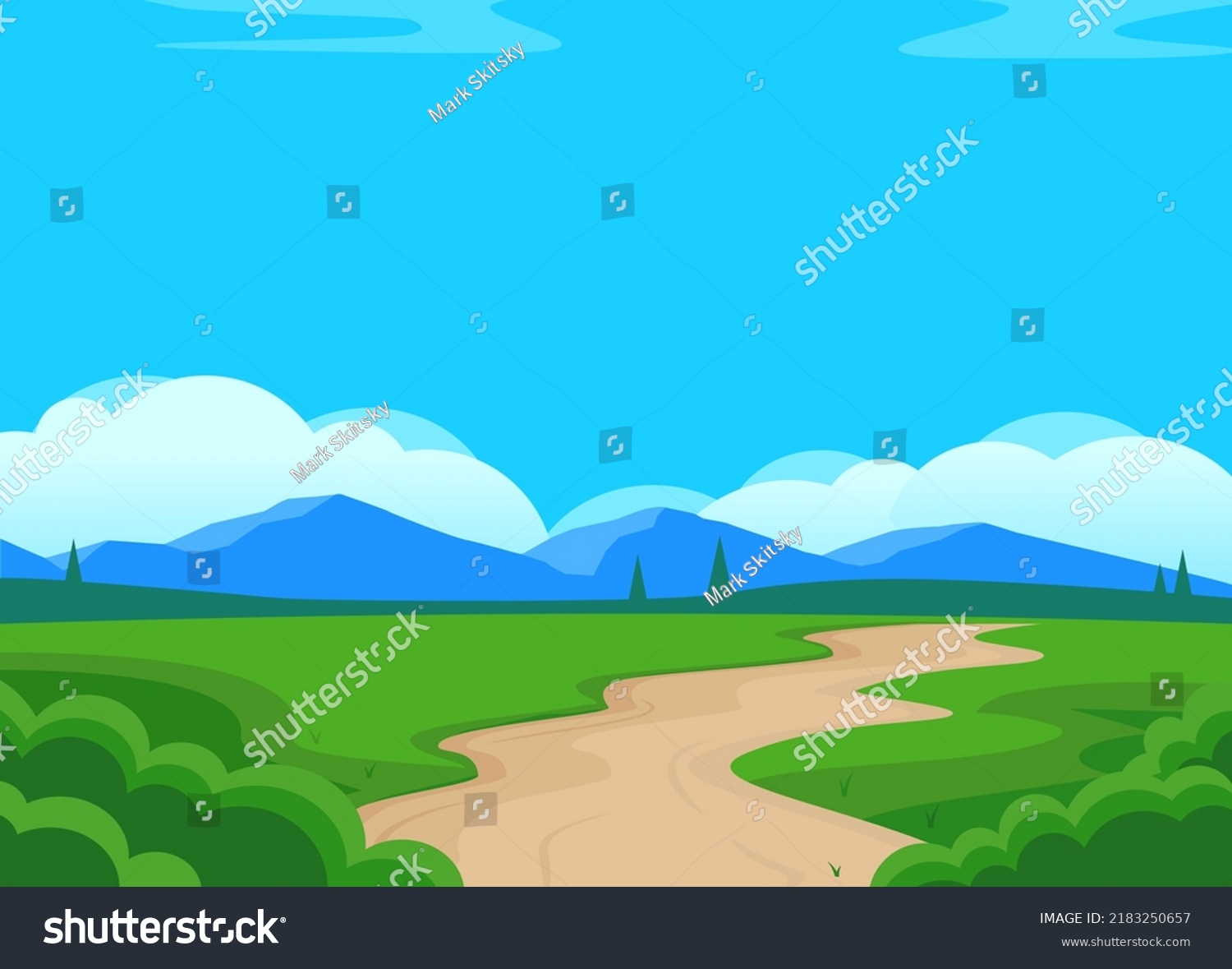 Vector Landscape Cartoon Style Field Dusty Stock Vector (Royalty Free ...