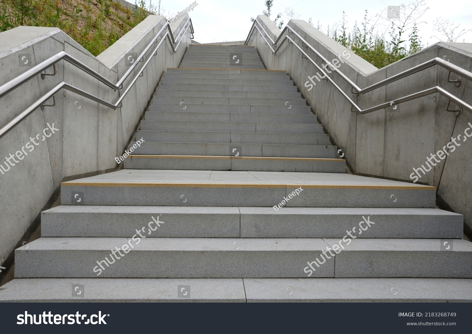 Staircase Concrete Sides Public Building Safe Stock Photo 2183268749 ...