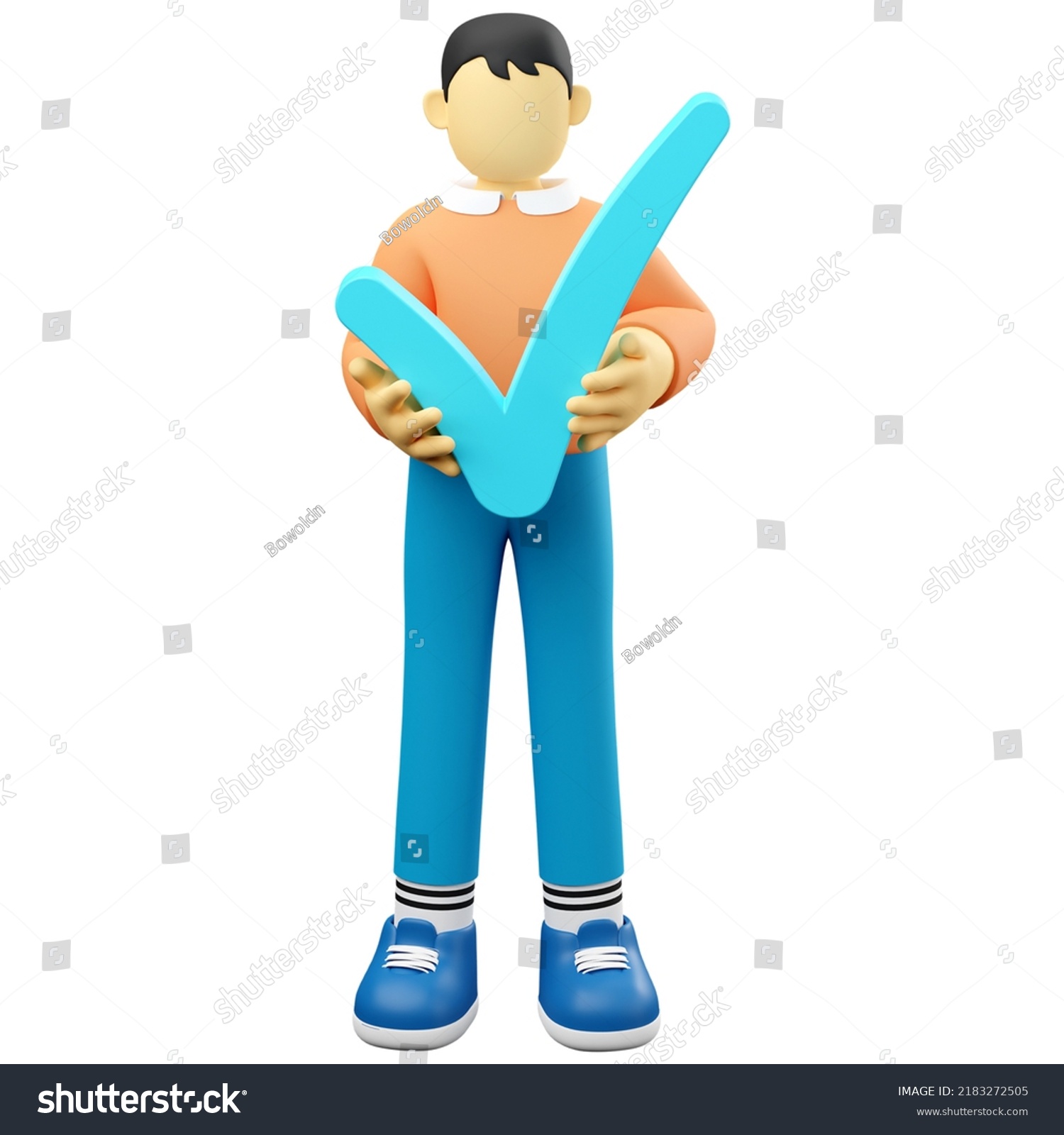 3d Illustration Man Holding Check Mark Stock Illustration 2183272505 ...