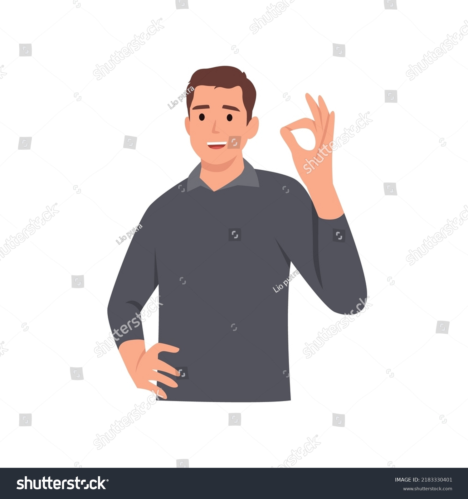 Young Man Ok Sign Gesture Language Stock Vector (Royalty Free ...