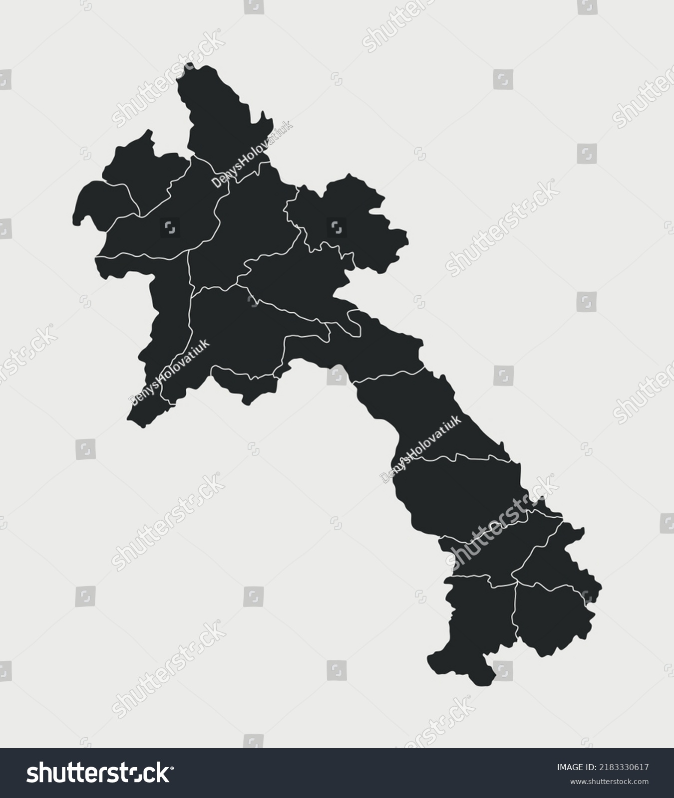 Laos Map Regions Isolated On White Stock Vector (Royalty Free ...