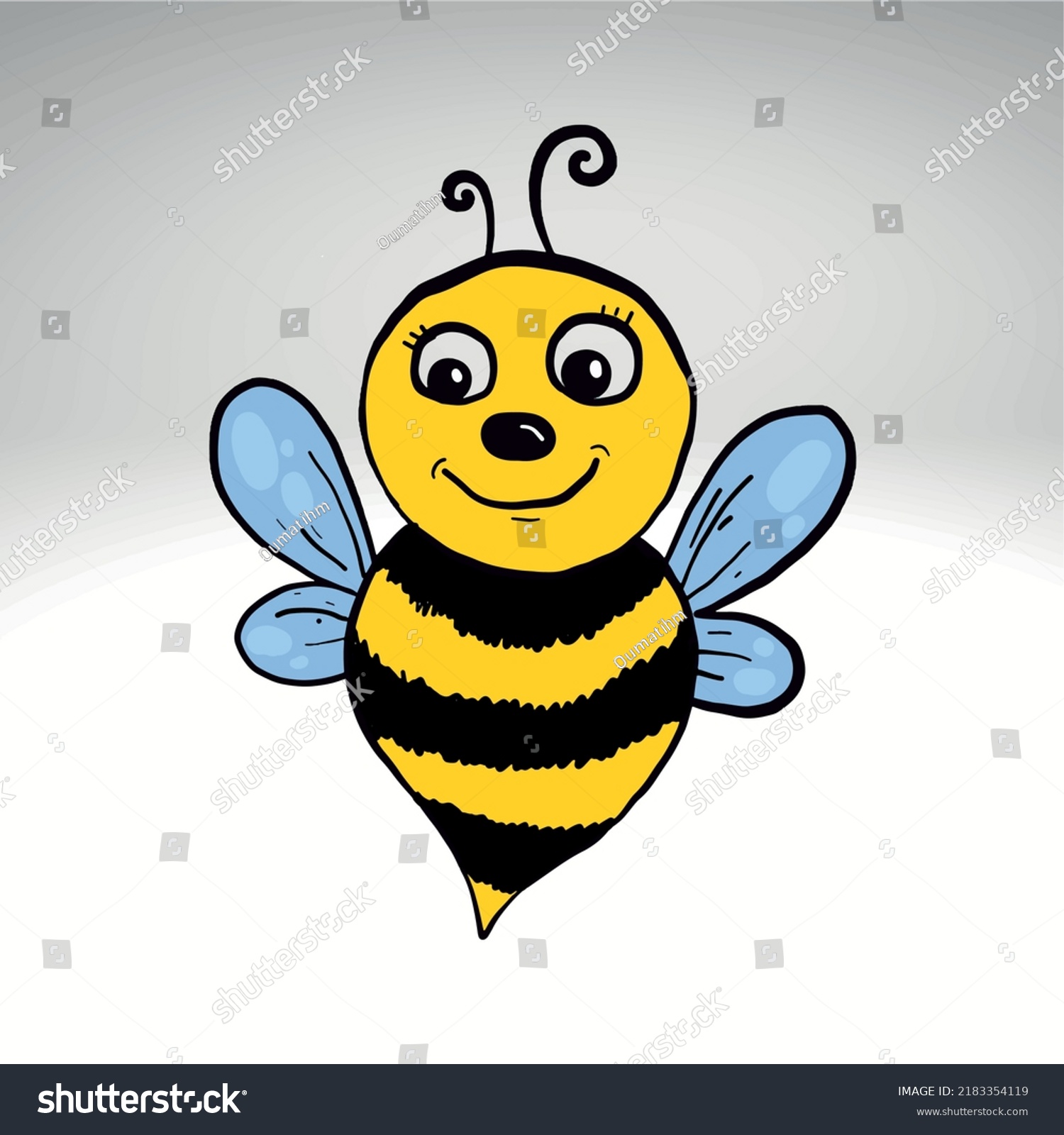 Cute Friendly Bee Cartoon Happy Flying Stock Vector Royalty Free 2183354119 Shutterstock