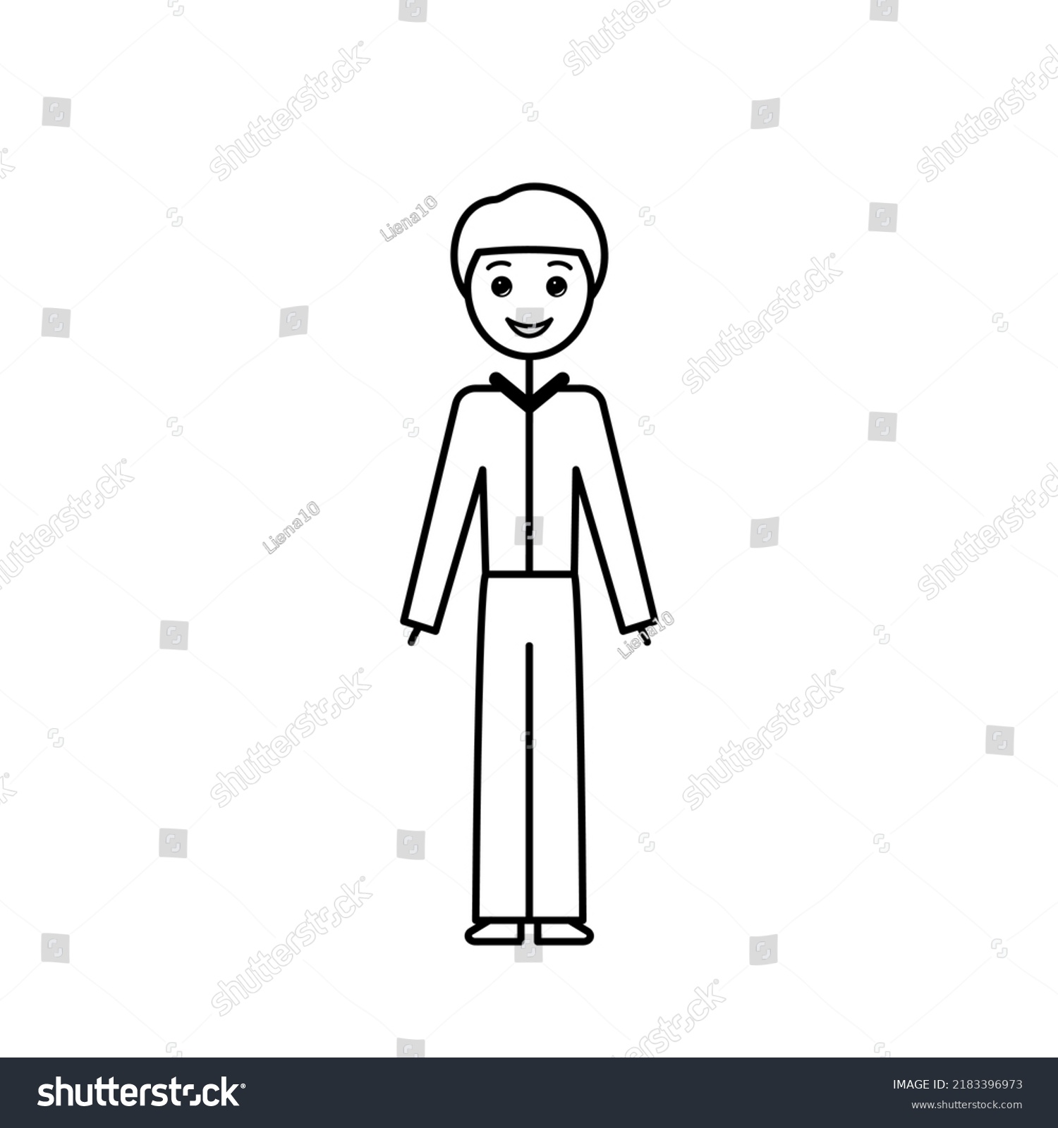 Simple Sketch Male Character Teacher Black Stock Vector (Royalty Free ...