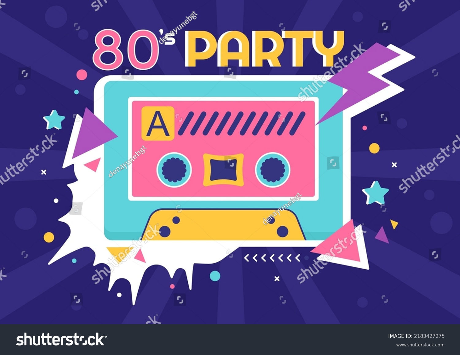 80s Party Cartoon Background Illustration Retro Stock Vector (Royalty ...