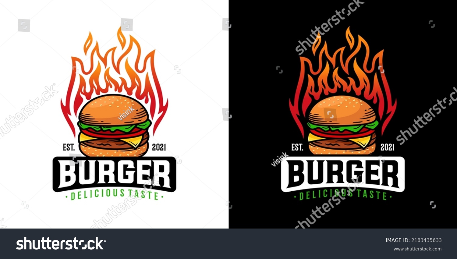 Hot Burgers Vector Logo Illustration Modern Stock Vector Royalty Free 2183435633 Shutterstock 3353