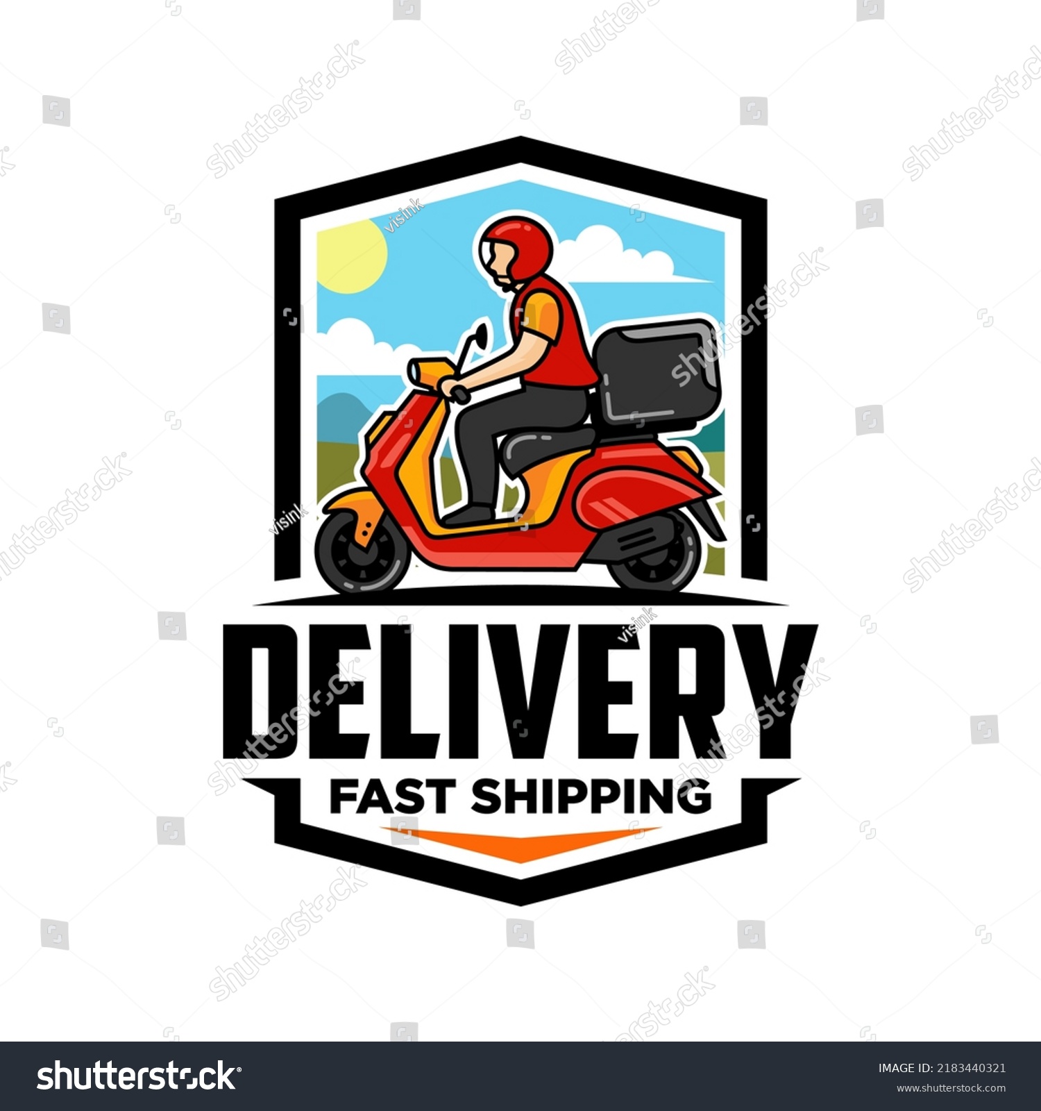 Man Riding Scooter Delivery Logo Vector Stock Vector (Royalty Free ...